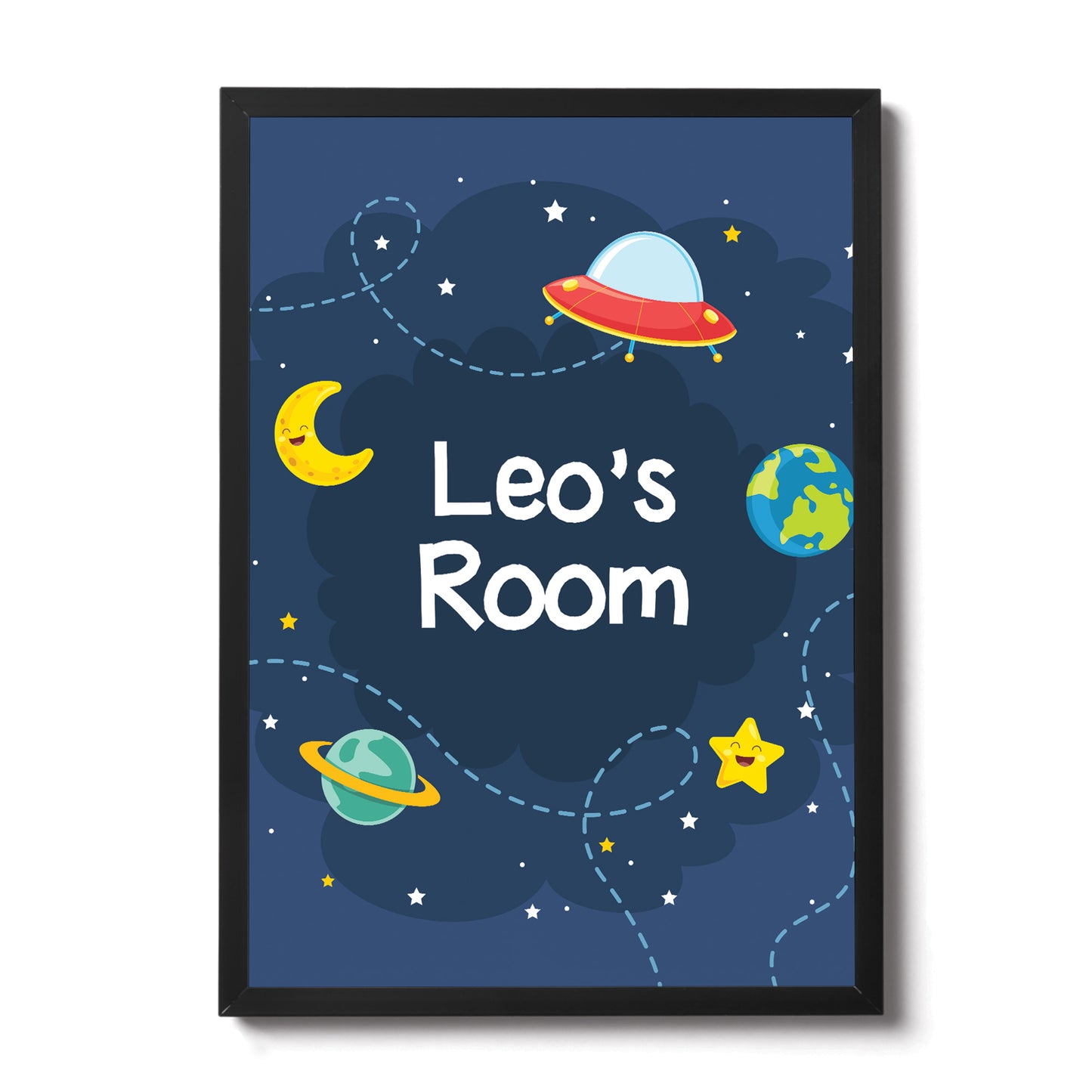 Personalised Space Theme Wall Art Poster Boys Bedroom Nursery