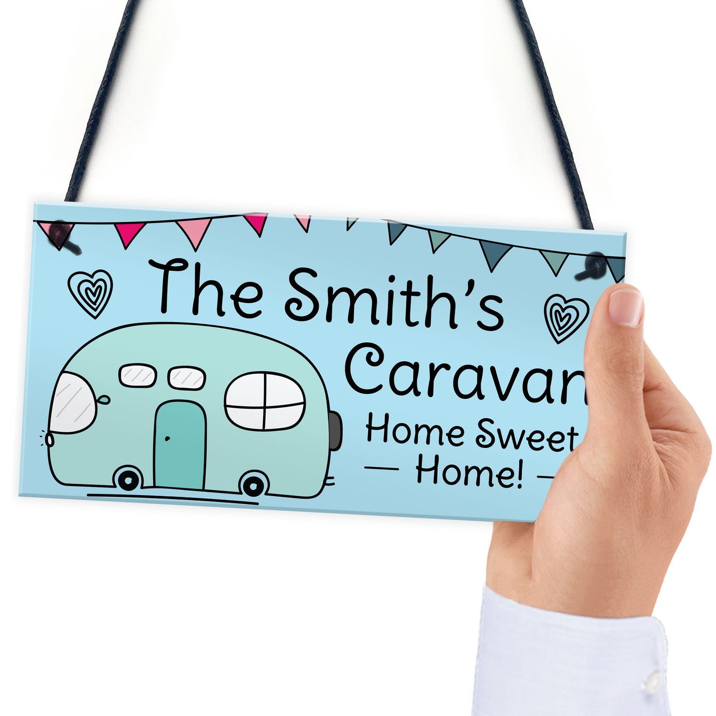 Novelty Hanging Caravan PERSONALISED Sign Home Decor Signs