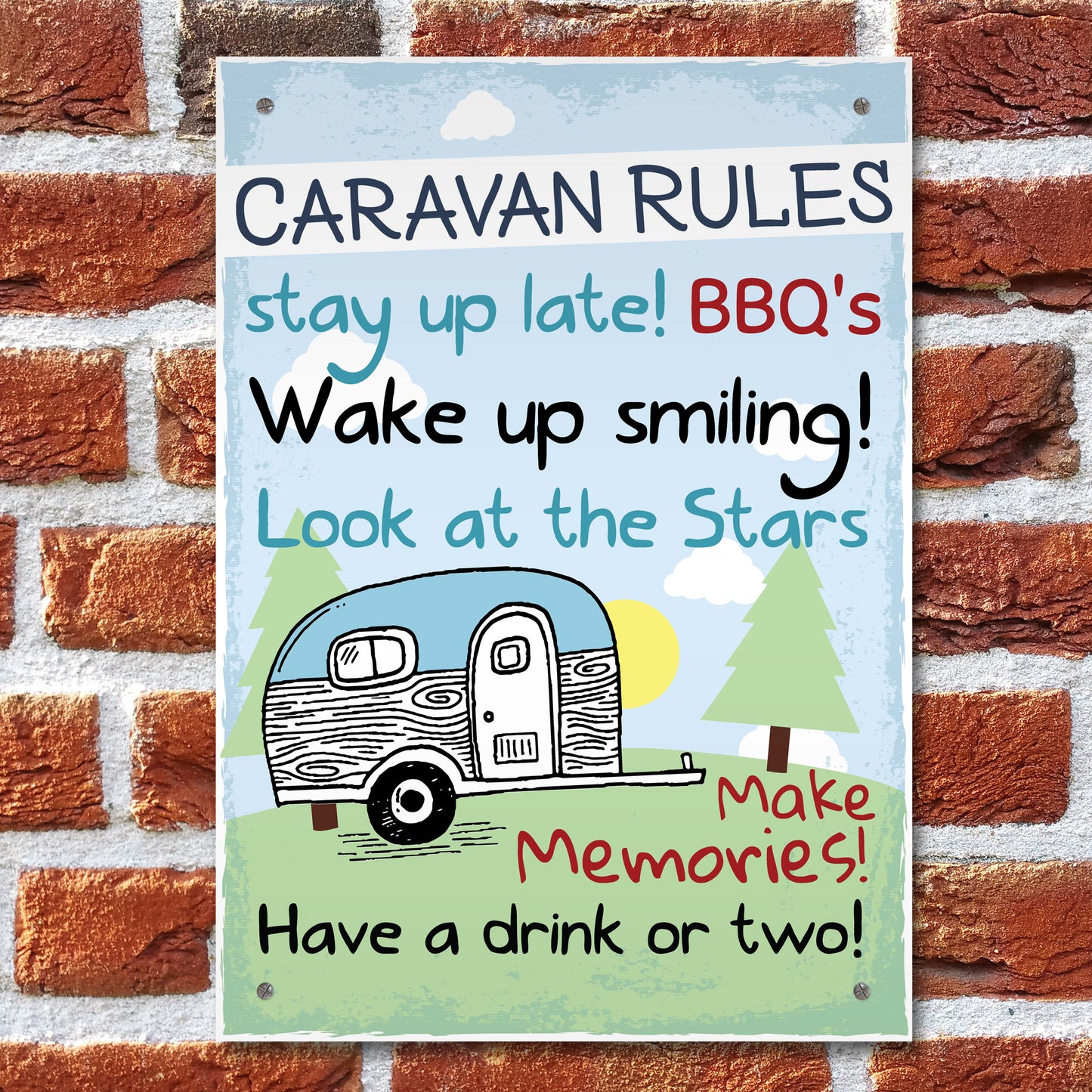 Caravan MotorHome Rules Novelty Gift Plaque Garden Sign