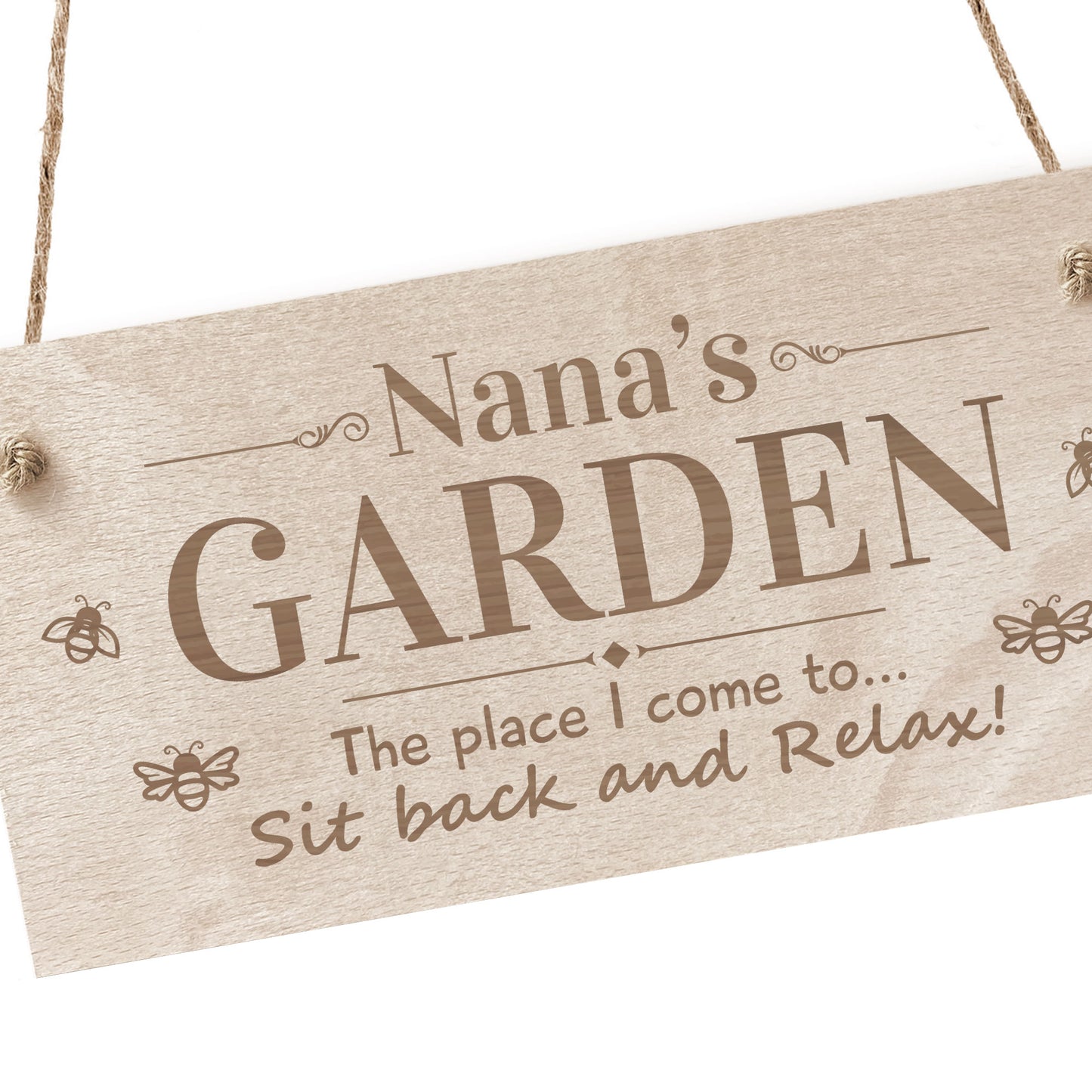 Nanas Garden Sign Hanging Engraved Plaque Garden Signs