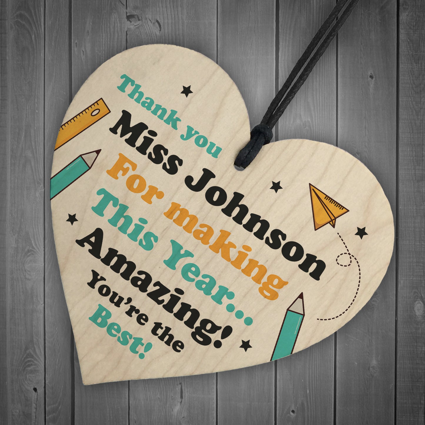 Teacher Gift Thank You Gift Hanging Heart Personalised