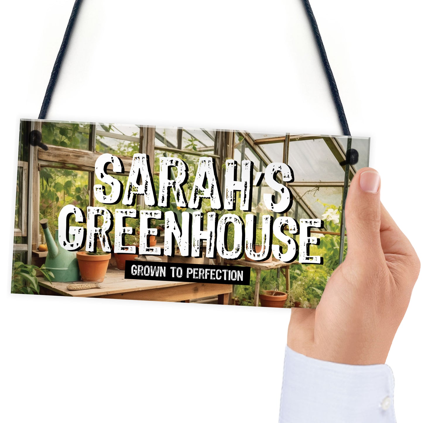 Novelty Greenhouse Sign Shabby Personalised Garden Sign Shed