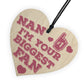 Biggest Fan Wood Heart Sign Gift NANNY NANA NAN GRANNY GRAN