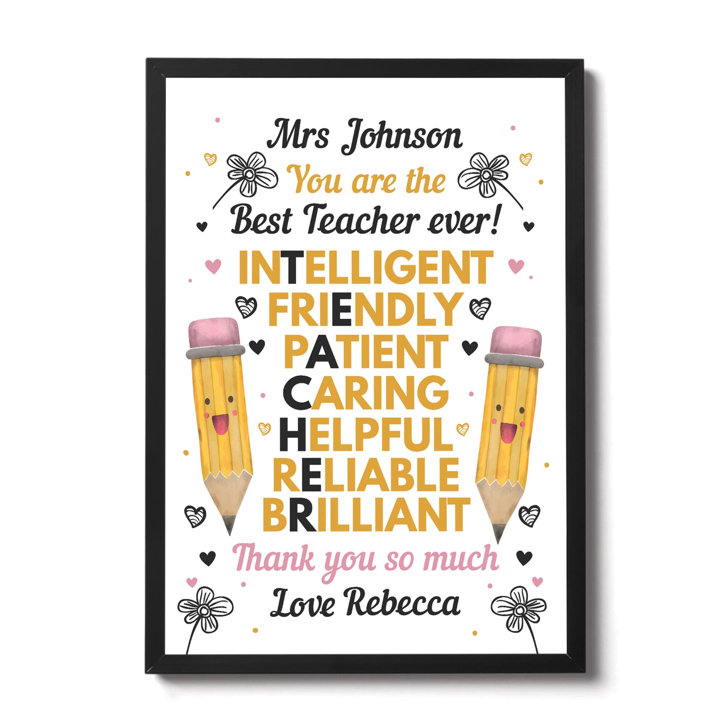 Best Teacher Framed Print Leaving School Nursery Gifts Thank You