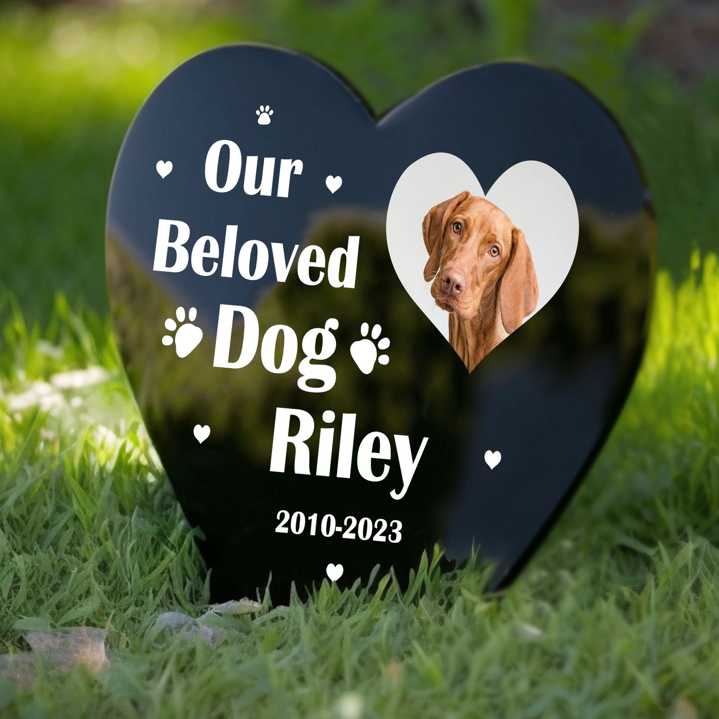 Personalised Memorial Heart Grave Marker Plaque For Pet Cat Dog