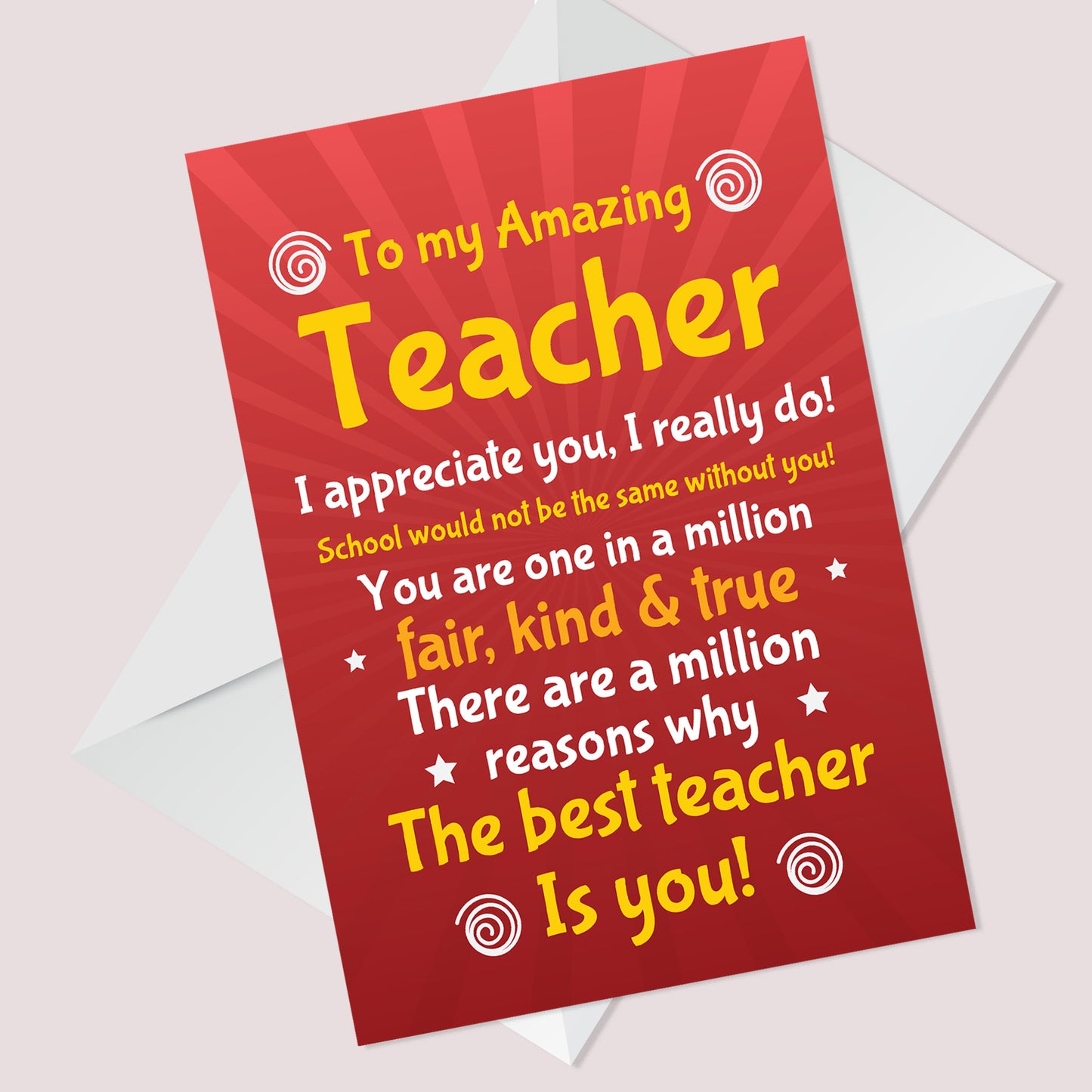 Amazing Teacher Thank You Card For Teacher Assistant Him Her