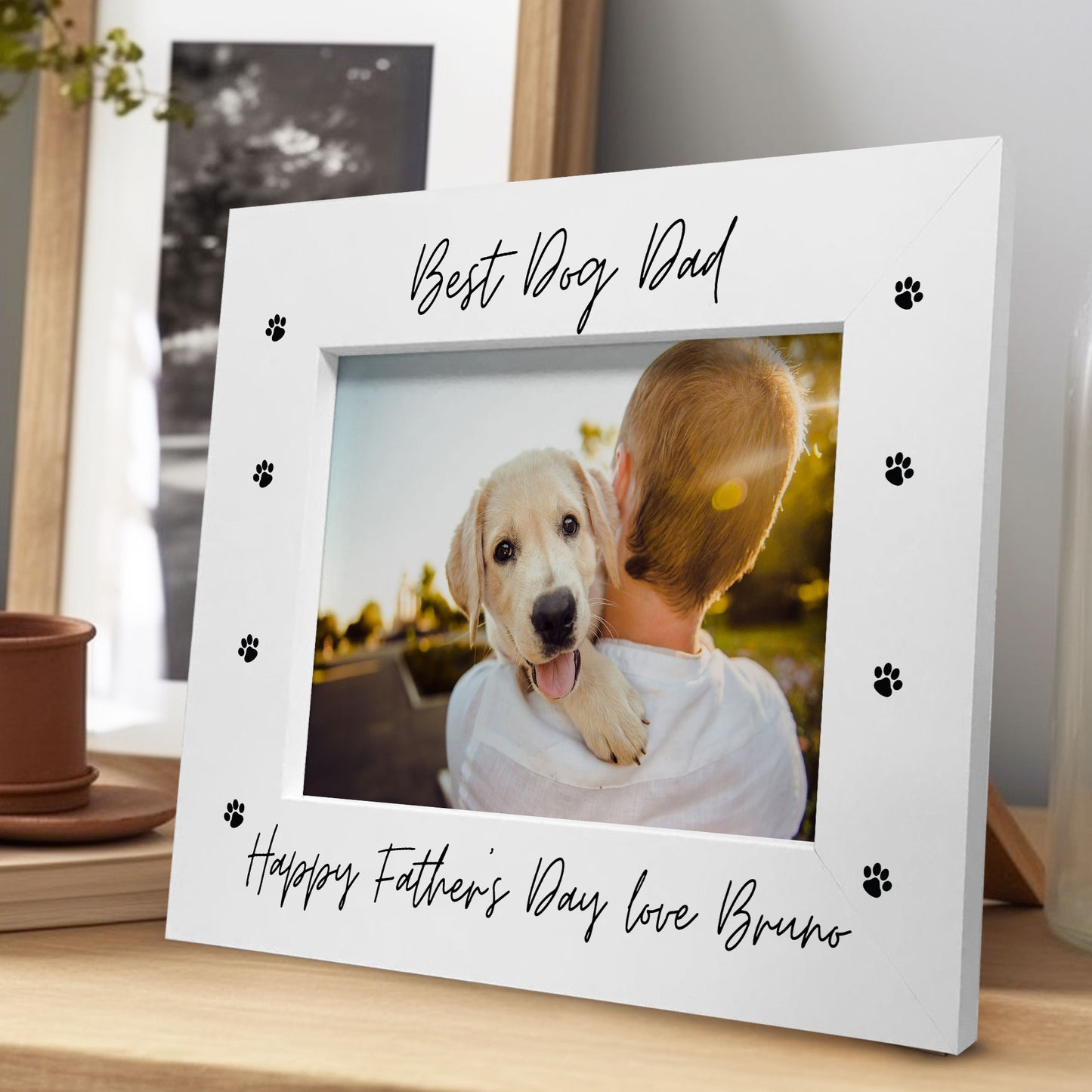 Personalised Fathers Day Gift From Dog 7x5 Dad Photo Frame Dog