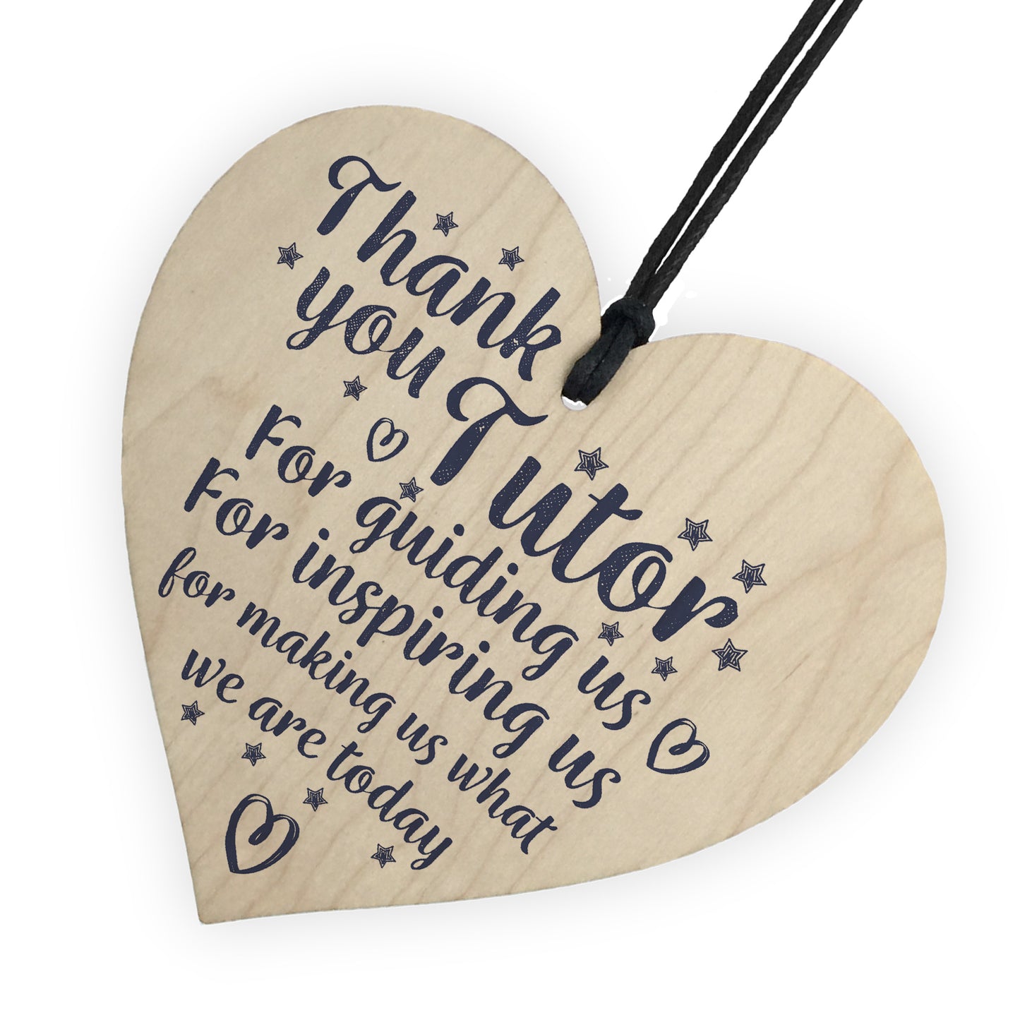 Thank You Tutor Teacher Mentor Wooden Heart Leaving Gift Plaque