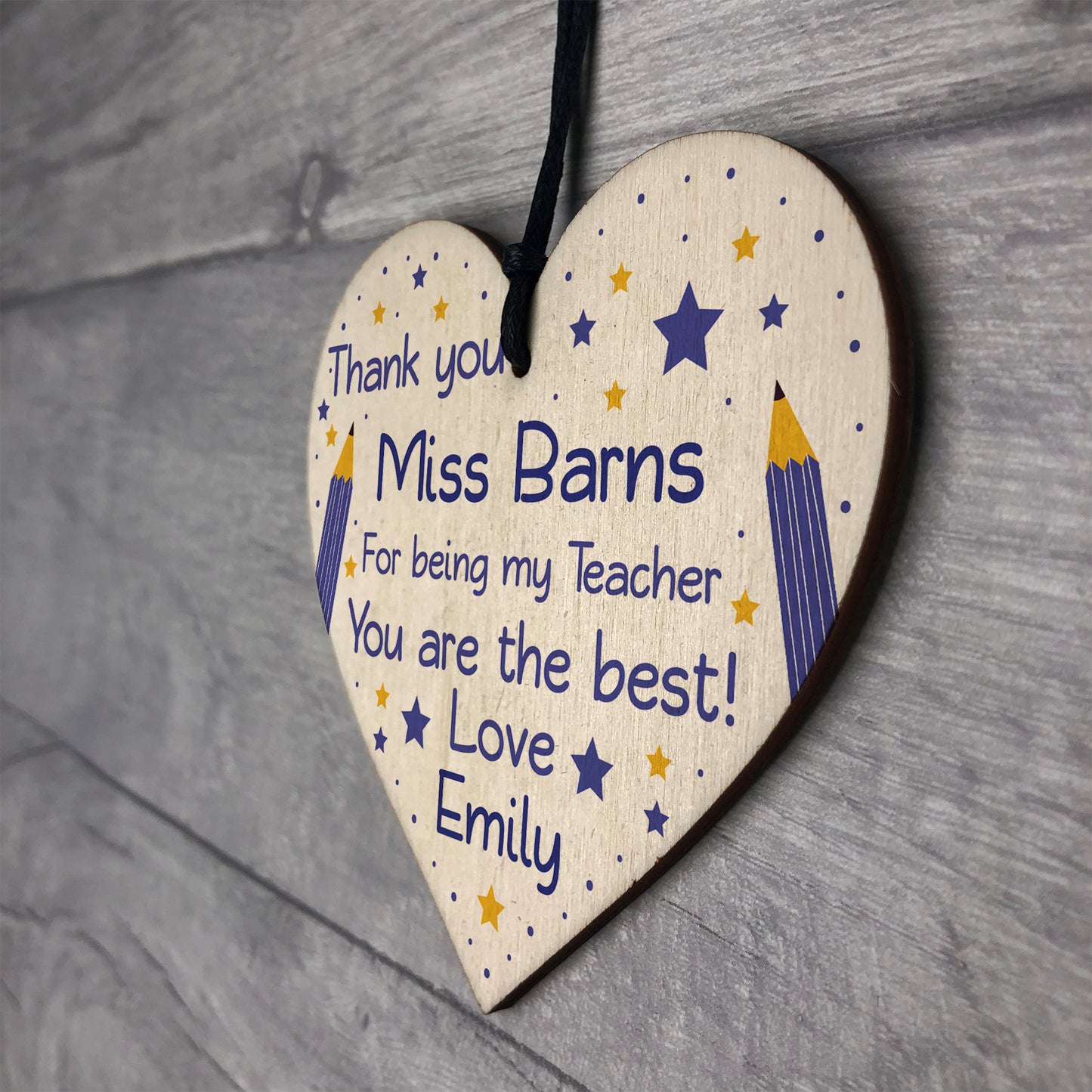 PERSONALISED Thank You Teacher Gifts Wooden Heart Leaving Gift