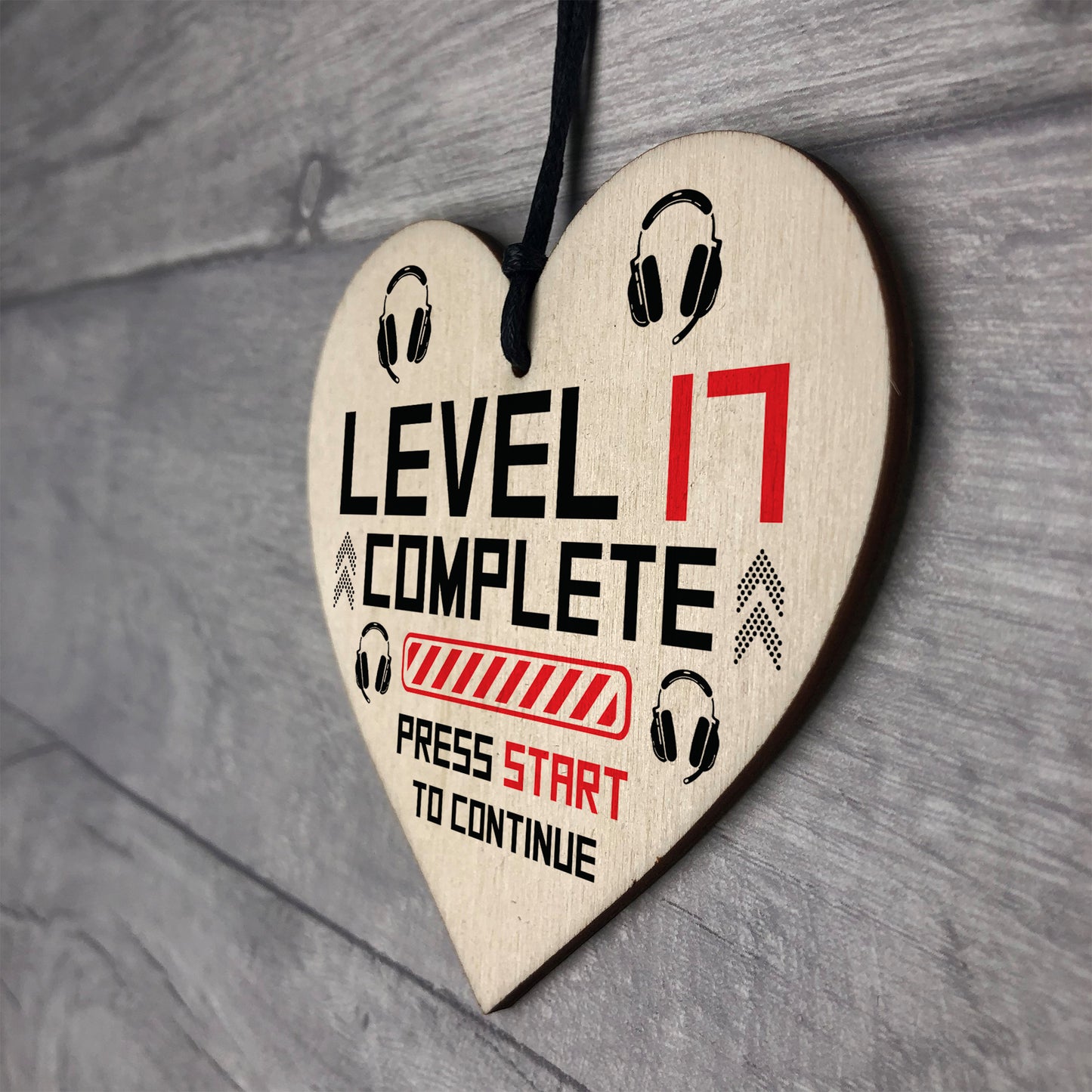 17th Birthday Gamer Gift Wood Heart Novelty 17th Birthday Gifts