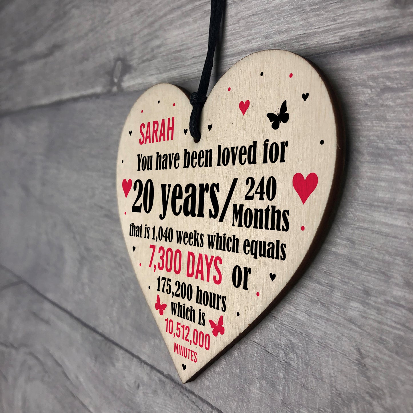 20th Anniversary Gift Personalised Heart Wedding Funny Gift