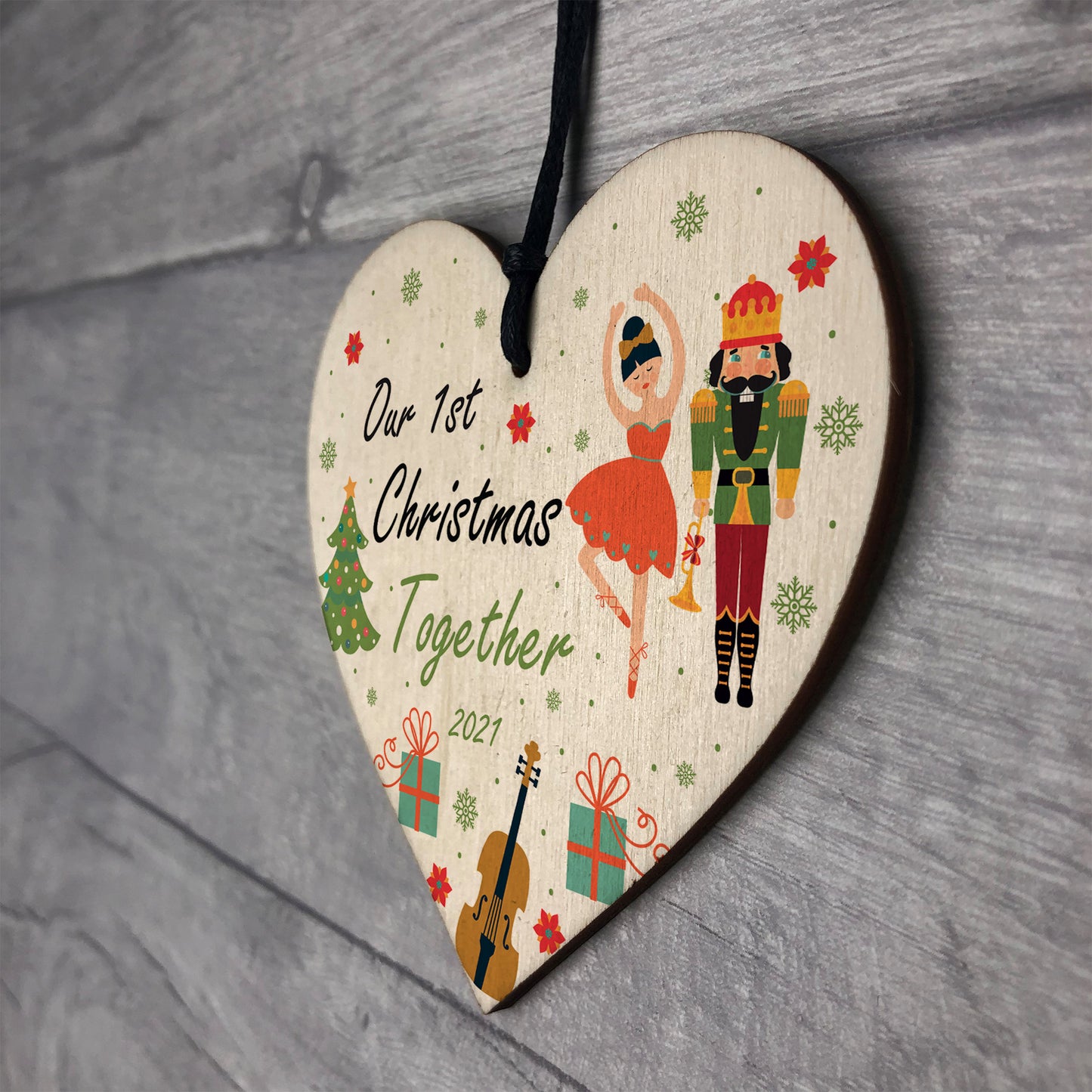 1st Christmas Together Boyfriend Girlfriend Gift Wood Heart