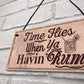 Havin Rum Hanging Sign Funny Alcohol Bar Pub Man Cave Garden