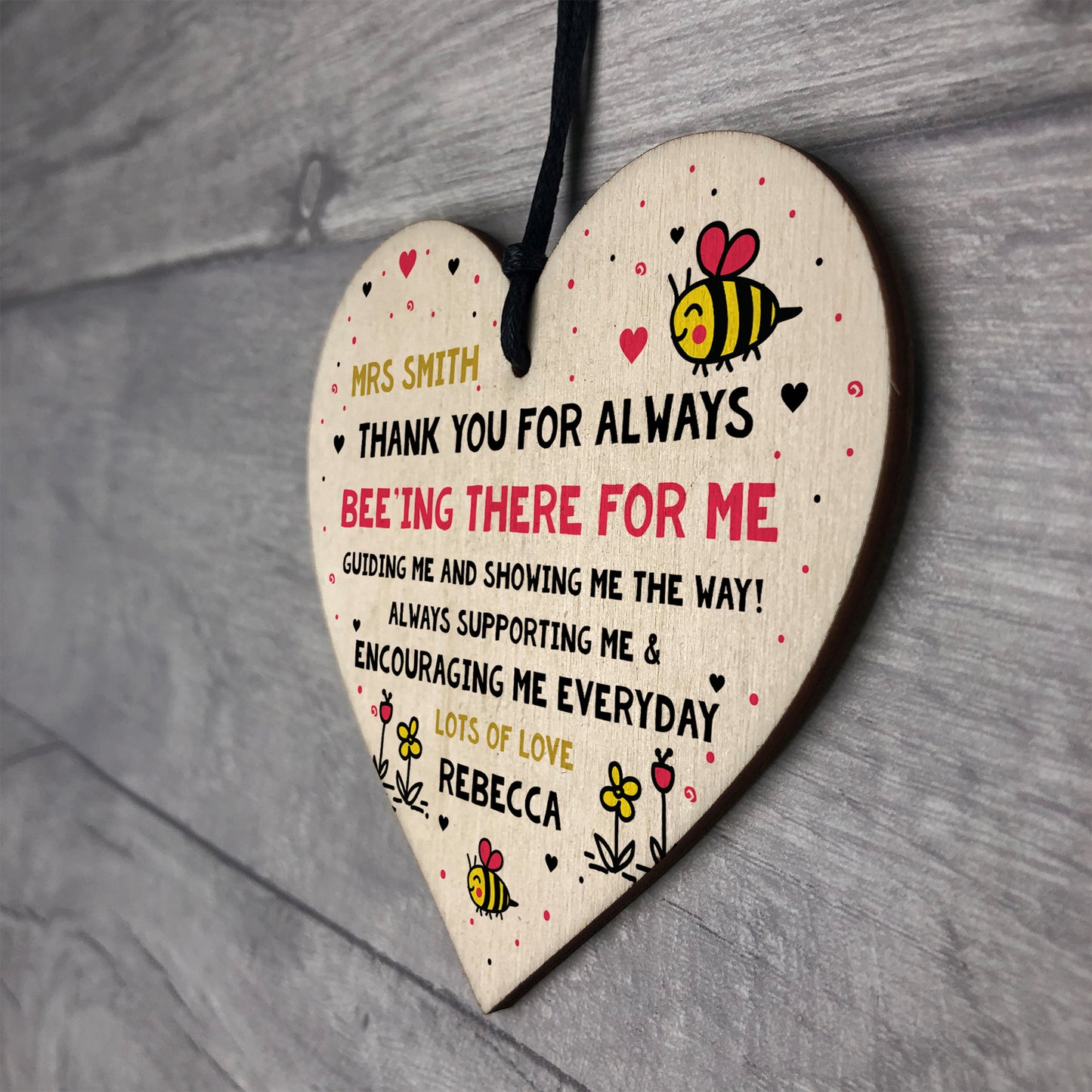 Gift For Teacher Teaching Assistant Personalised Wood Heart