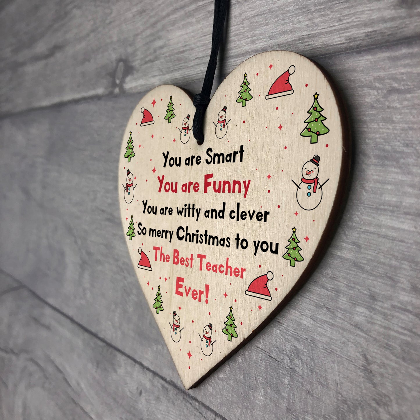 Handmade Teacher Gift For Christmas Wood Heart Thank You Gift