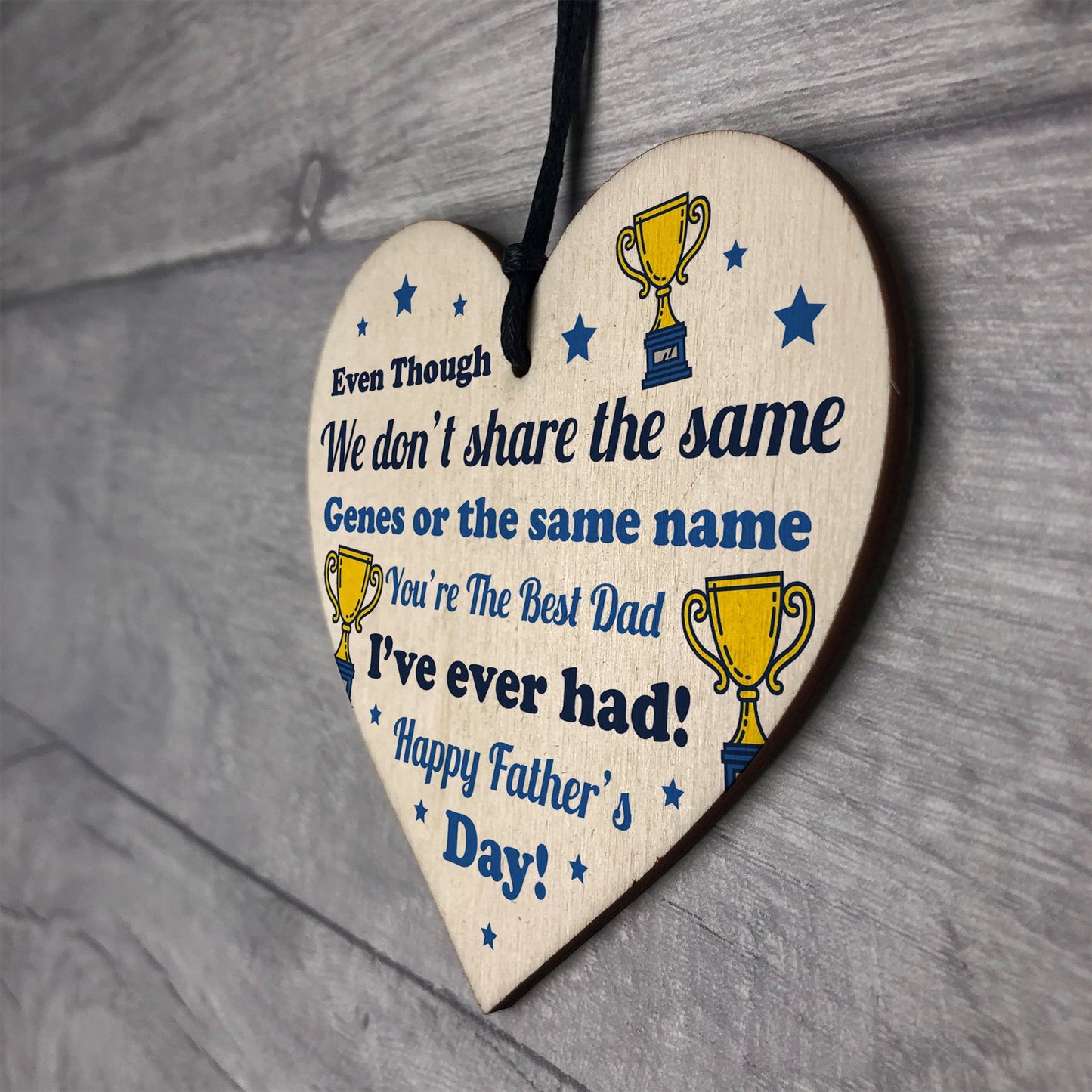 Special Fathers Day Gift For Stepdad Wood Heart Thank You Gift