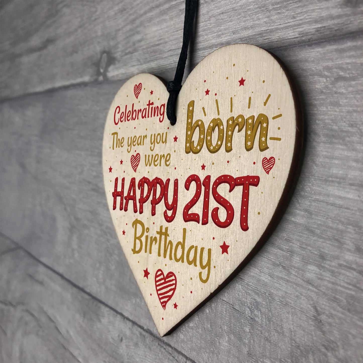 Novelty 21st Birthday Gift Heart Wood Plaque Friendship Keepsake