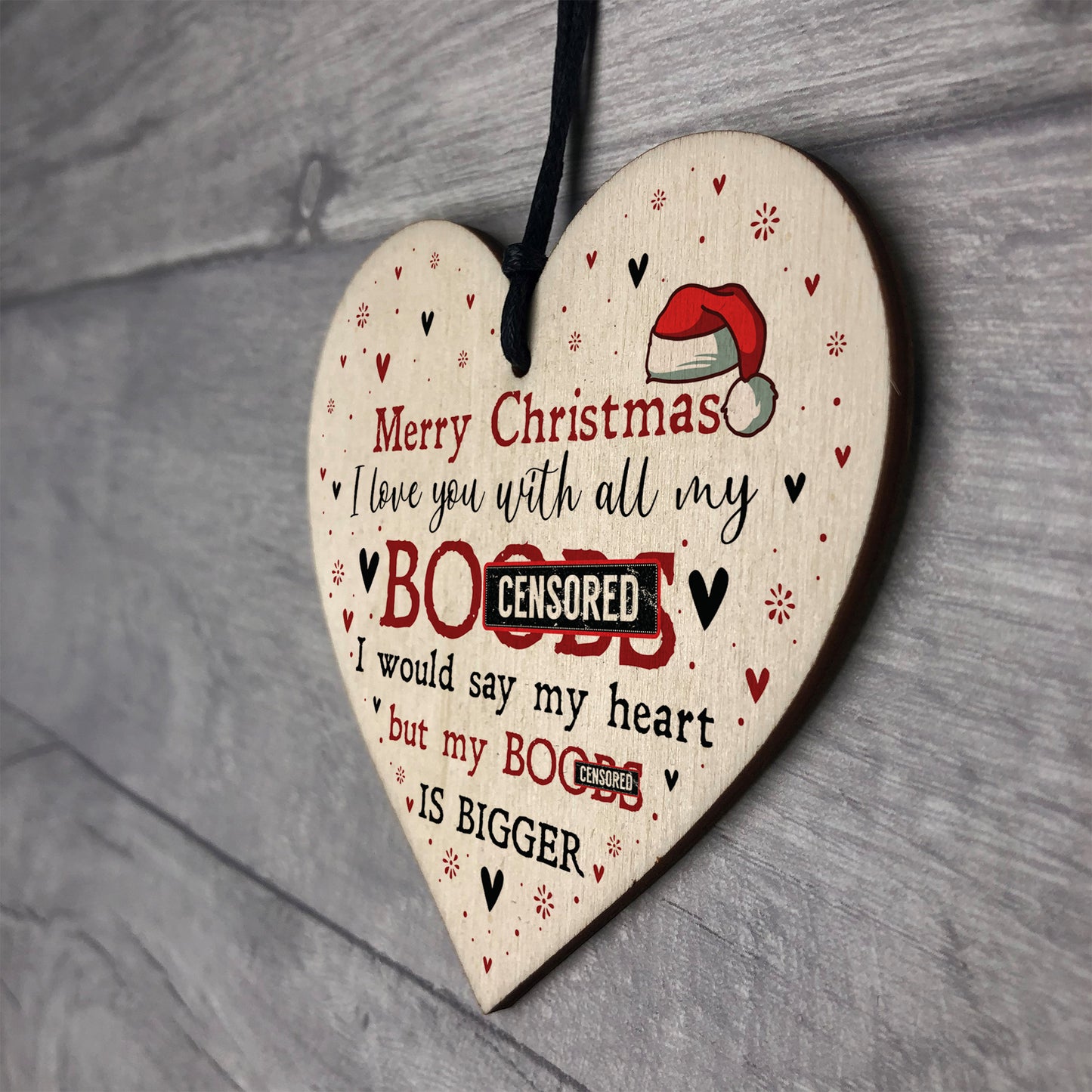 Funny Christmas Gift For Boyfriend Husband Wooden Heart