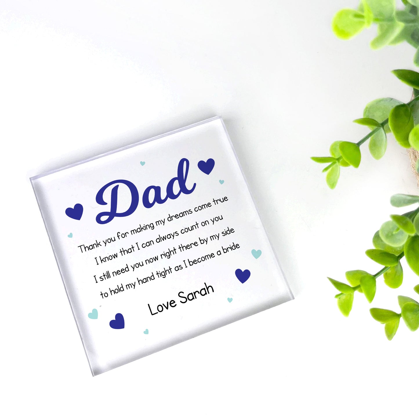 Wedding Day Gift For Dad From Bride Personalised Acrylic Block