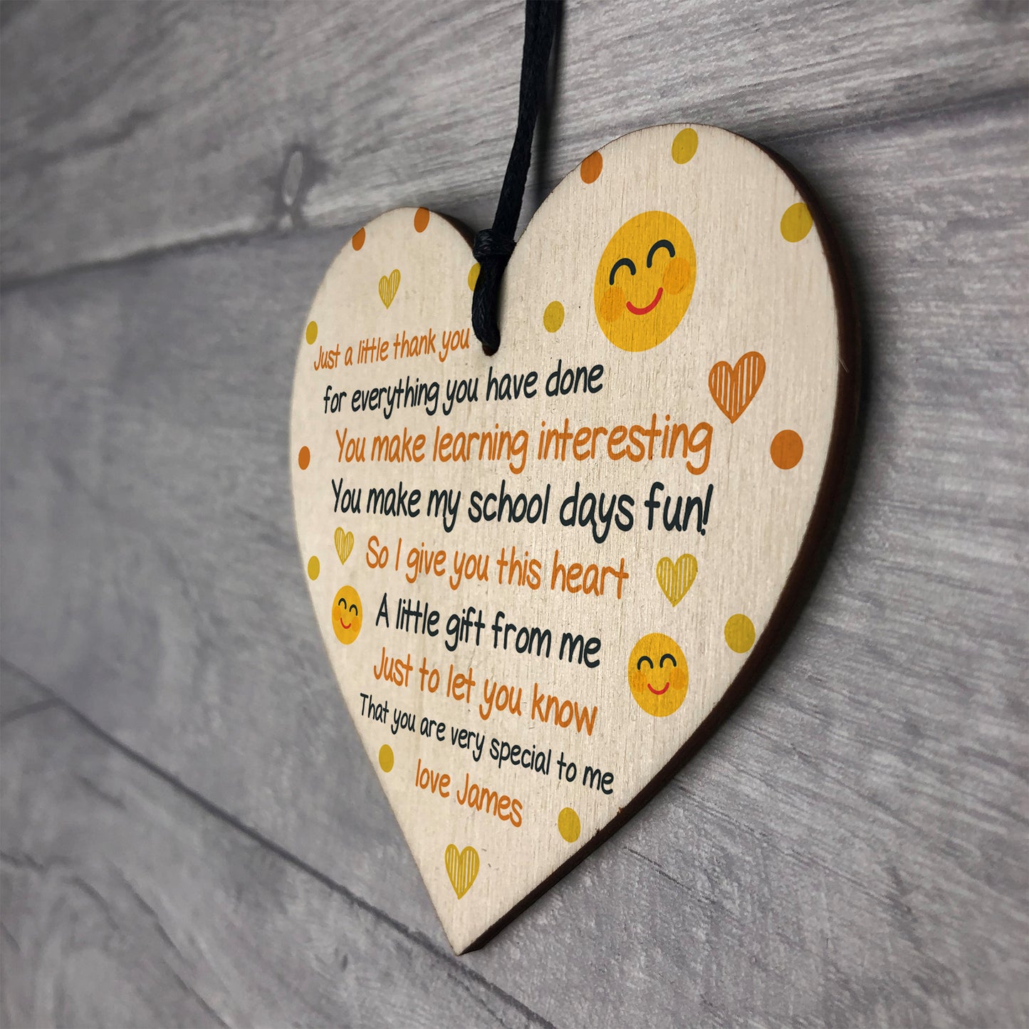 Personalised Teacher Teaching Assistant Gifts Wood Heart