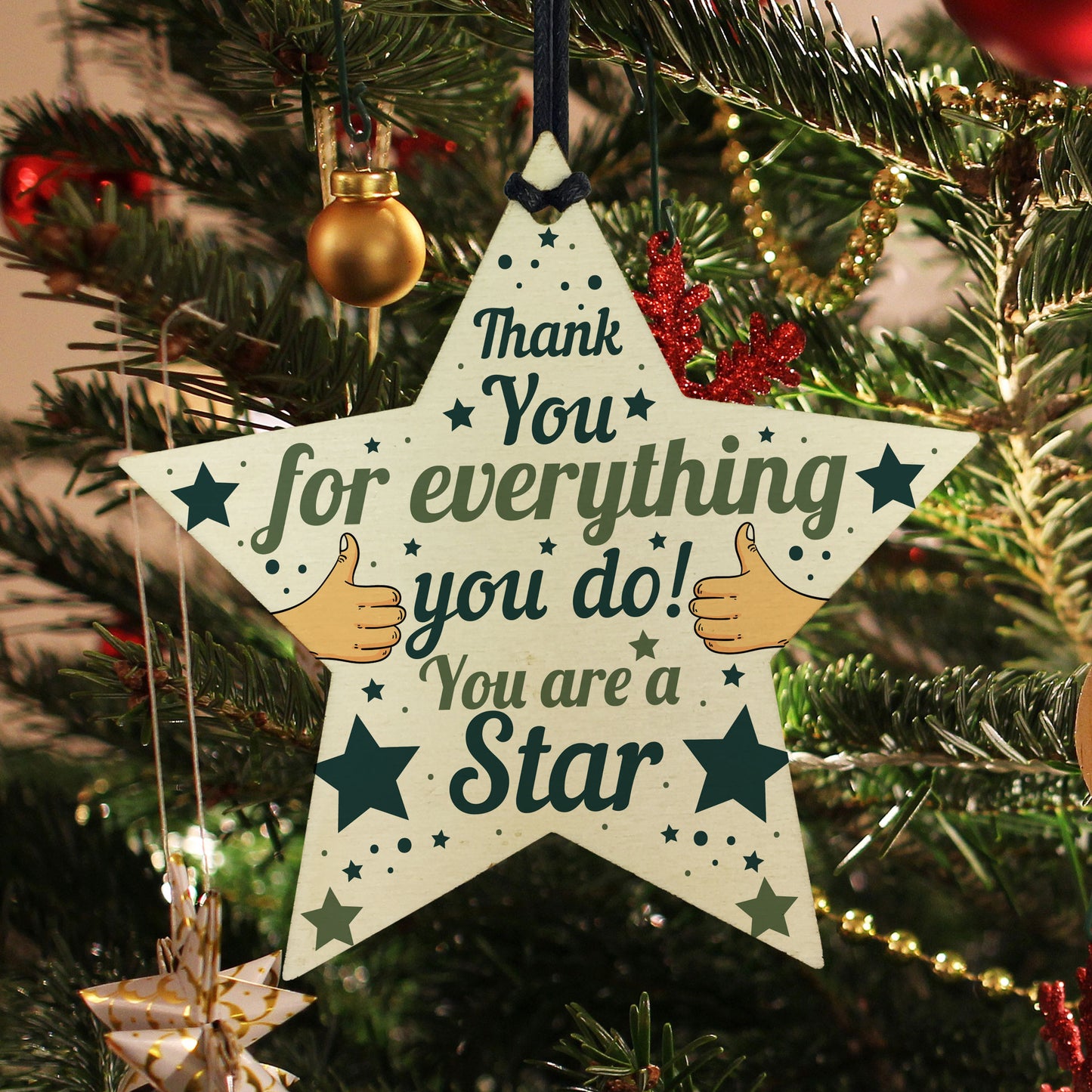 Wood Star Plaque Thank You Gift For Colleague Volunteer Teacher