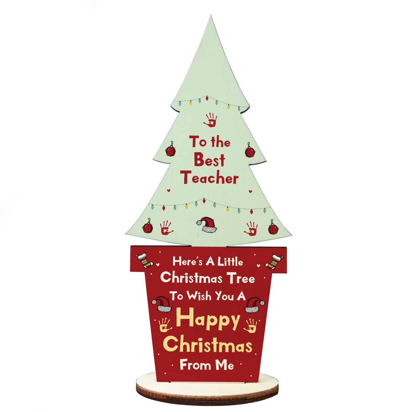 Christmas Best Teacher Gift Wood Christmas Tree Decoration