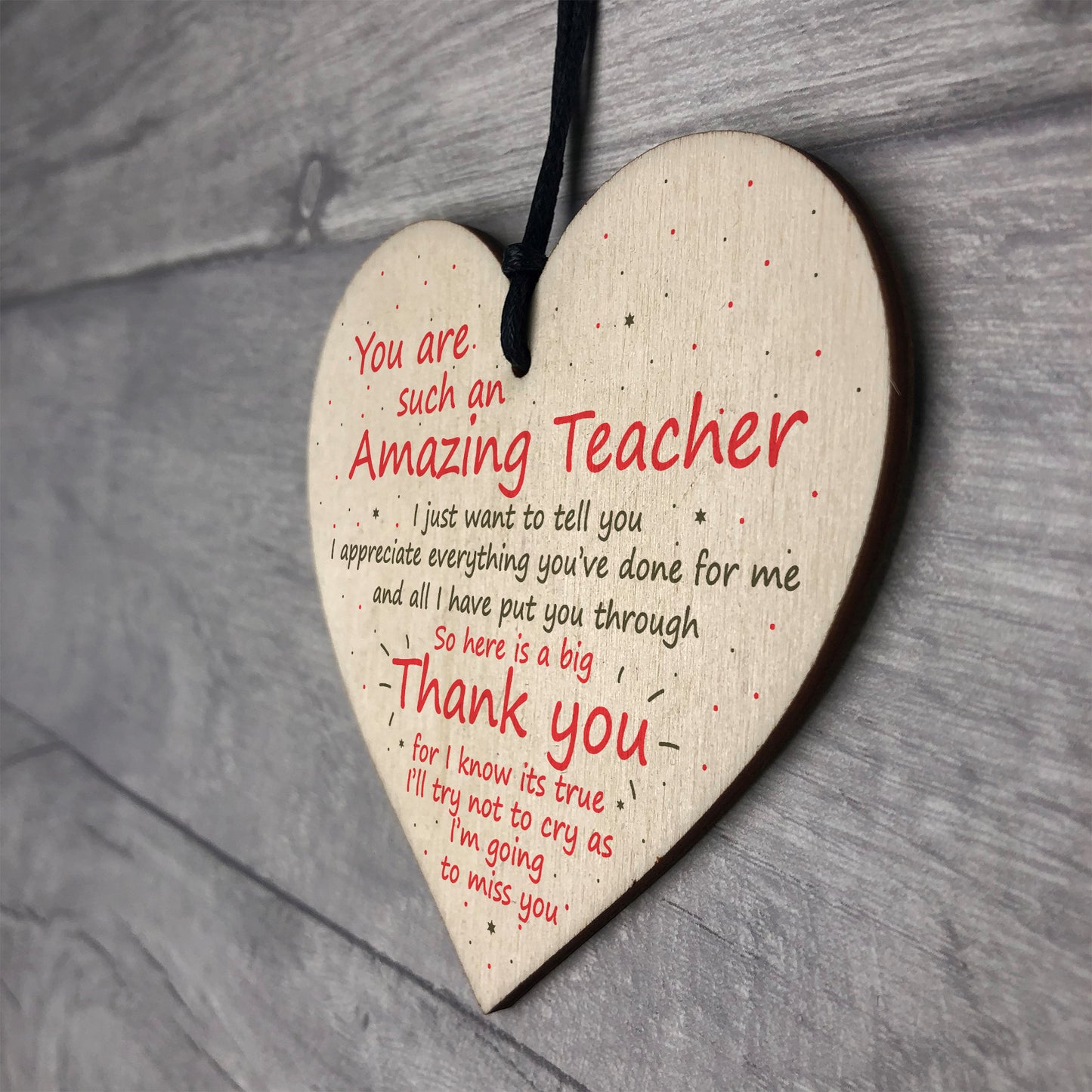 Thank You Teacher Gift Heart Leaving School Nursery Teaching