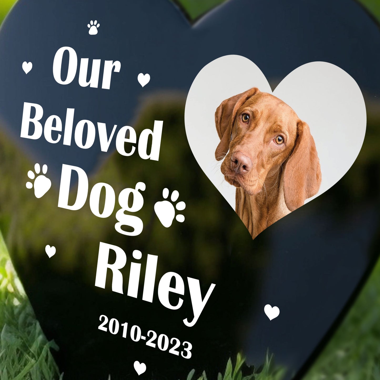 Personalised Memorial Heart Grave Marker Plaque For Pet Cat Dog