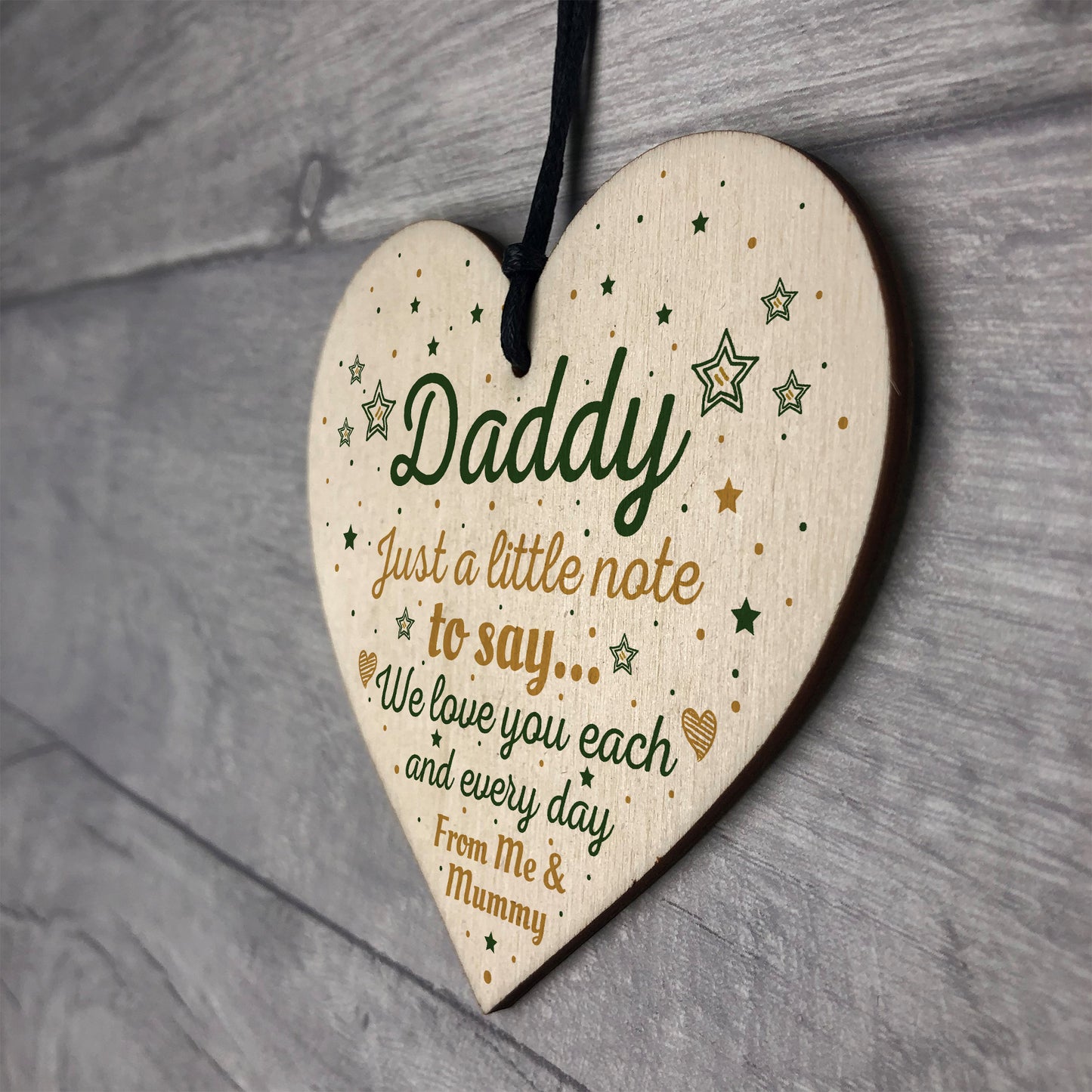 Gifts For Daddy Wooden Heart FATHERS DAY Gift For Him Daughter