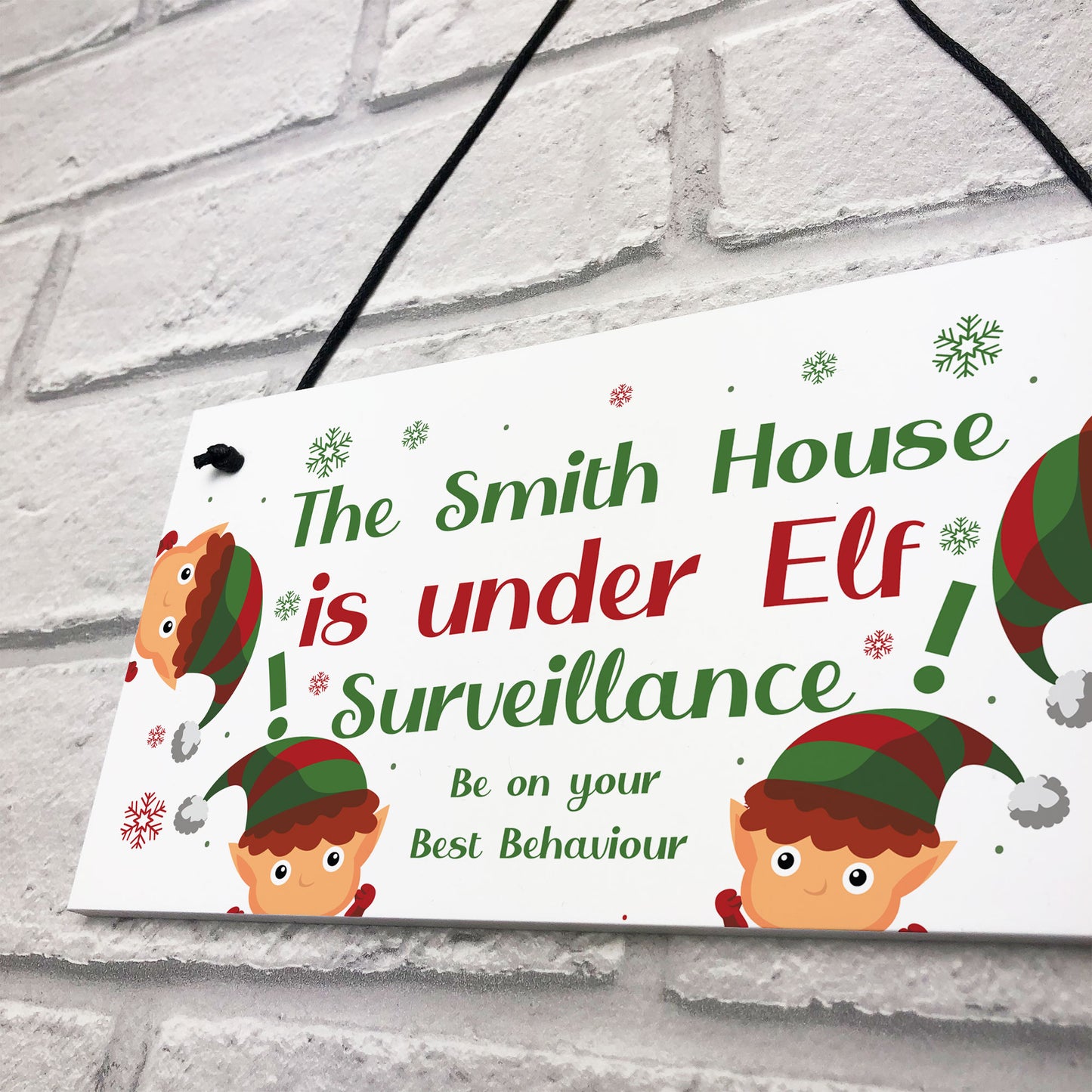 PERSONALISED Elf Surveillance Sign Xmas Decoration For Home