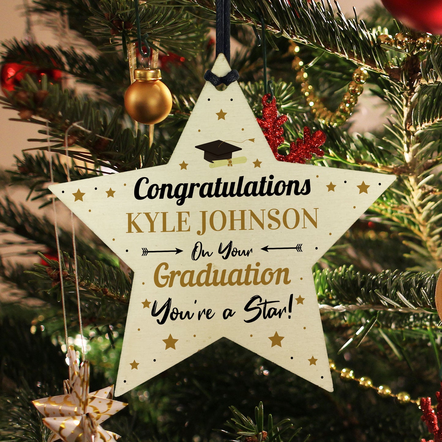 Graduation Gift Personalised Congratulations Wood Star Leaving