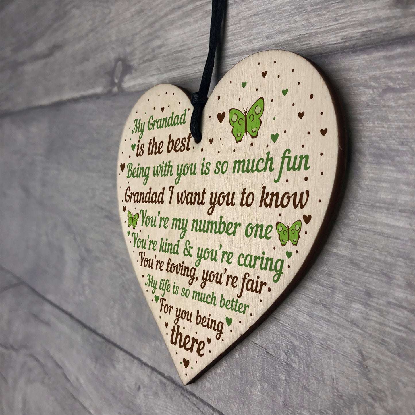 Special Gift For Grandad Wood Heart Fathers Day Gift For Him