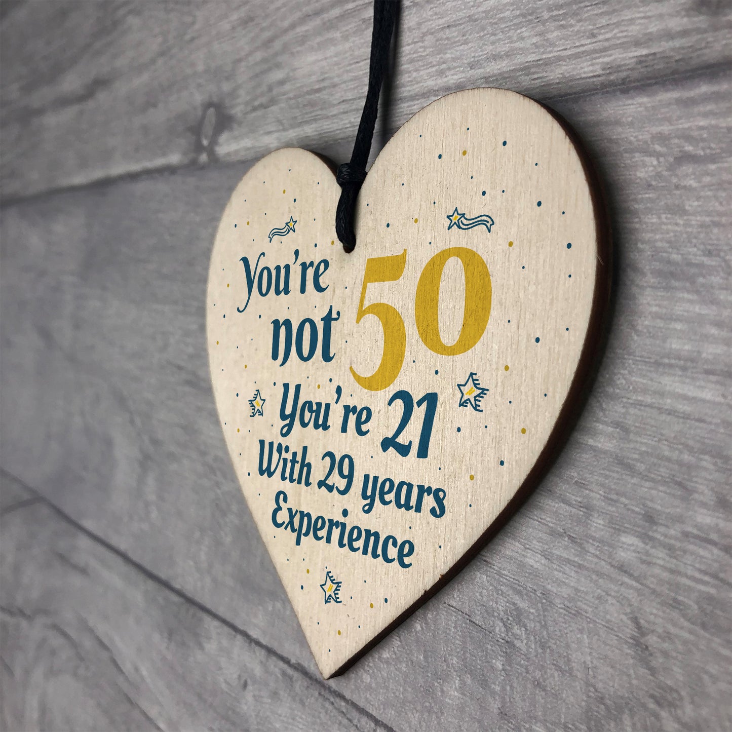 50th Birthday Gift Wooden Heart 50 For Dad Mum Sister Friend