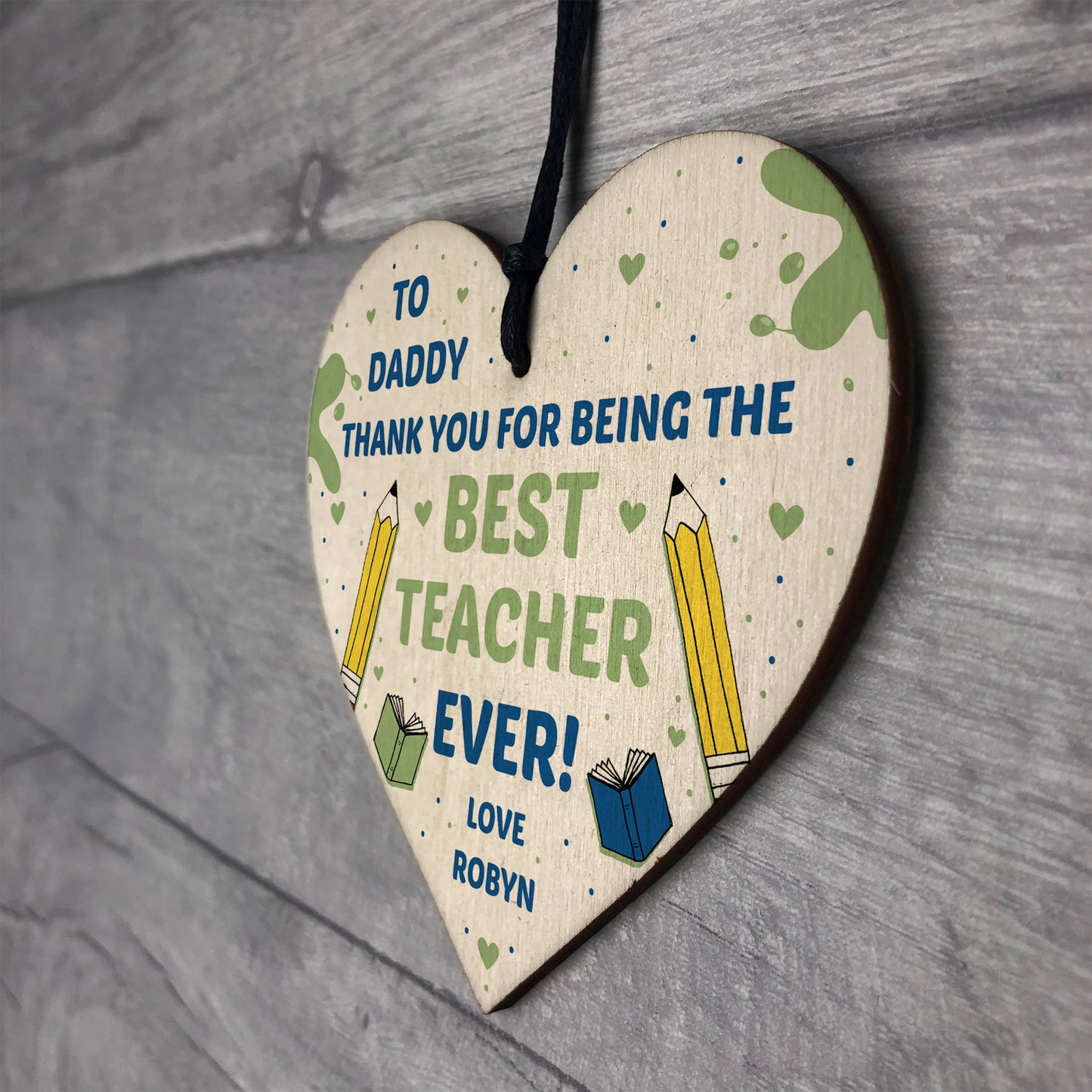 Personalised Thank You Gift For Daddy Wood Heart Teacher Gifts