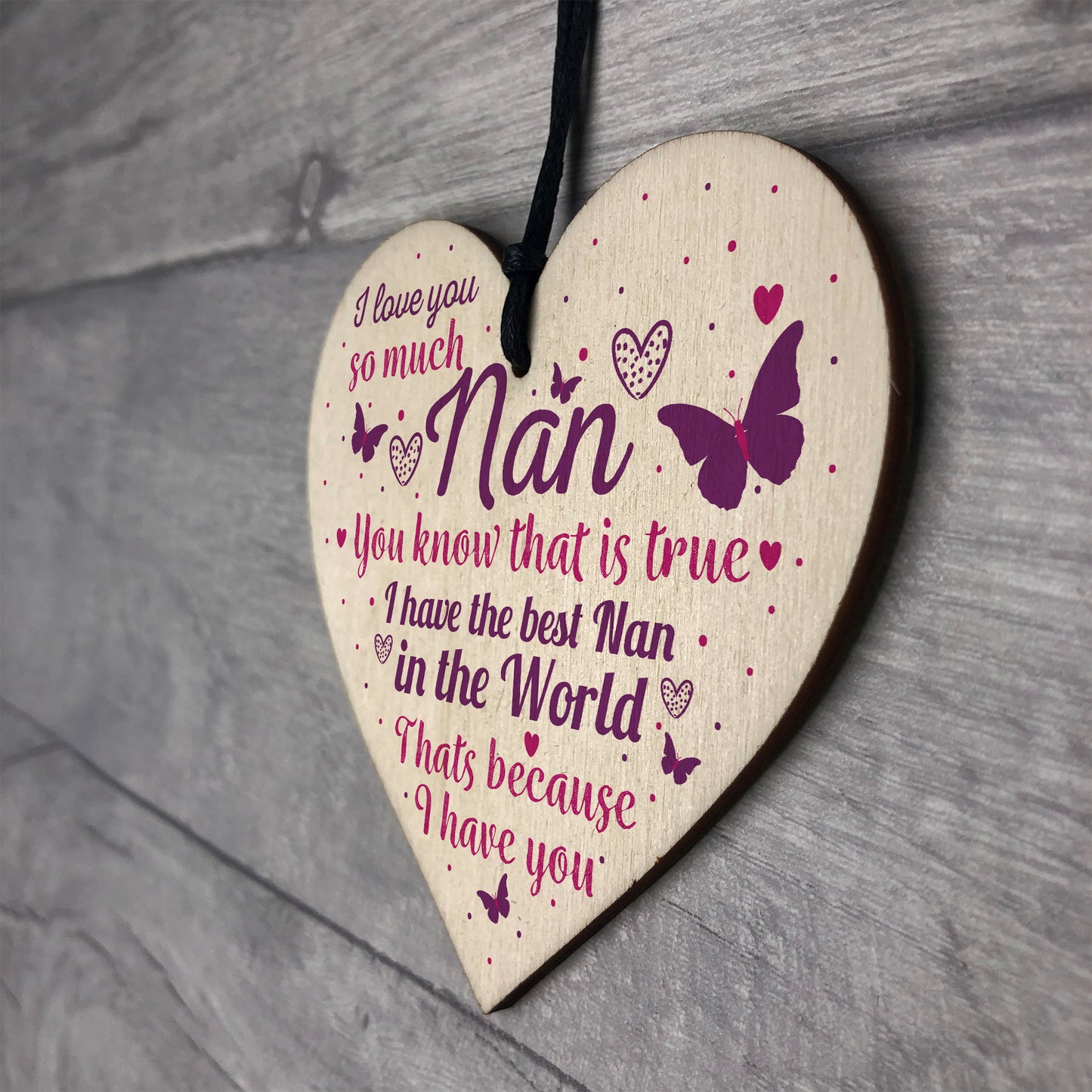 Nan Gifts For Granny Grandma Wood Heart Sign BirthdayT THANK YOU