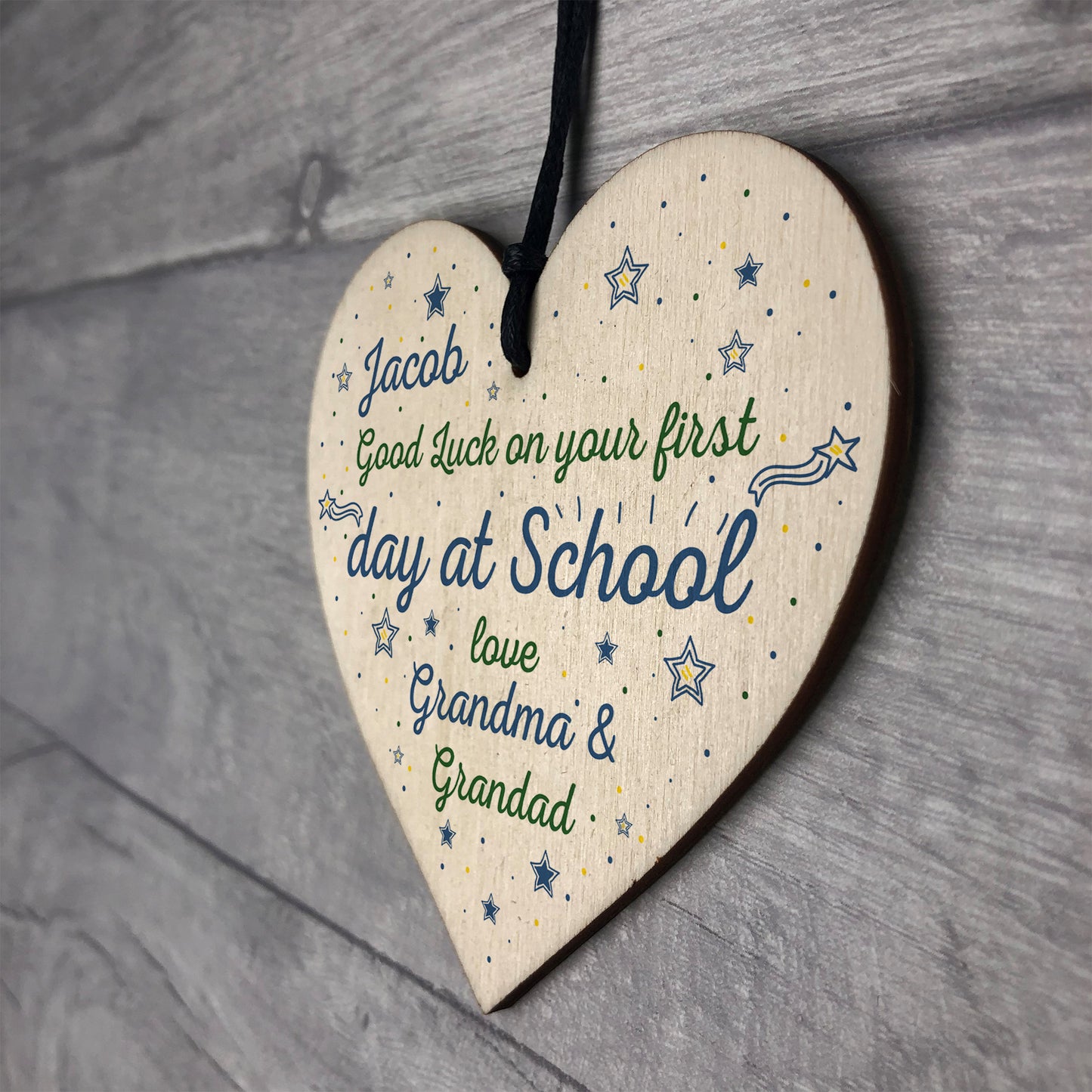 Personalised First Day of School Gift Wood Heart Back To School