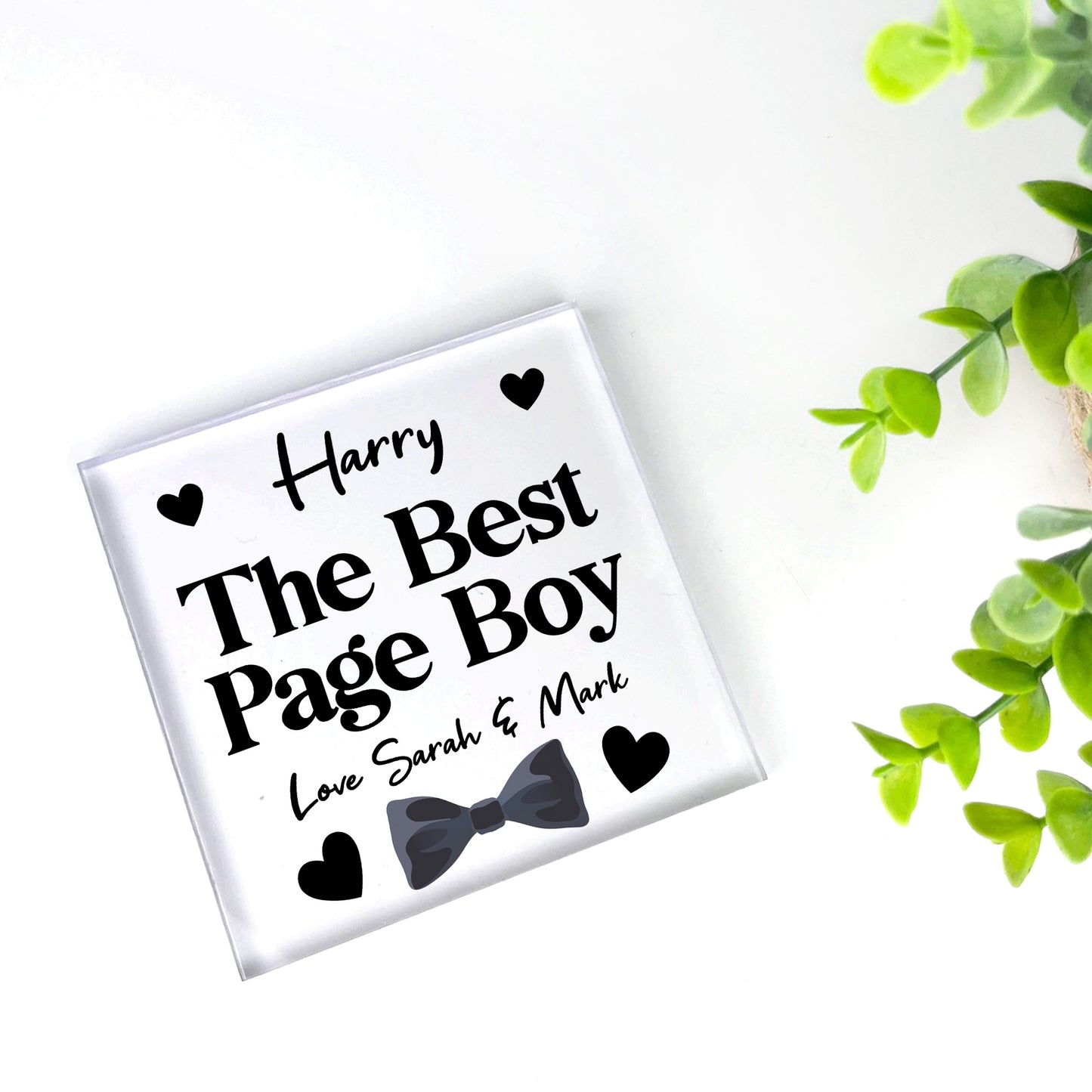 Thank You Gift For Page Boy Personalised Acrylic Block Page Boy