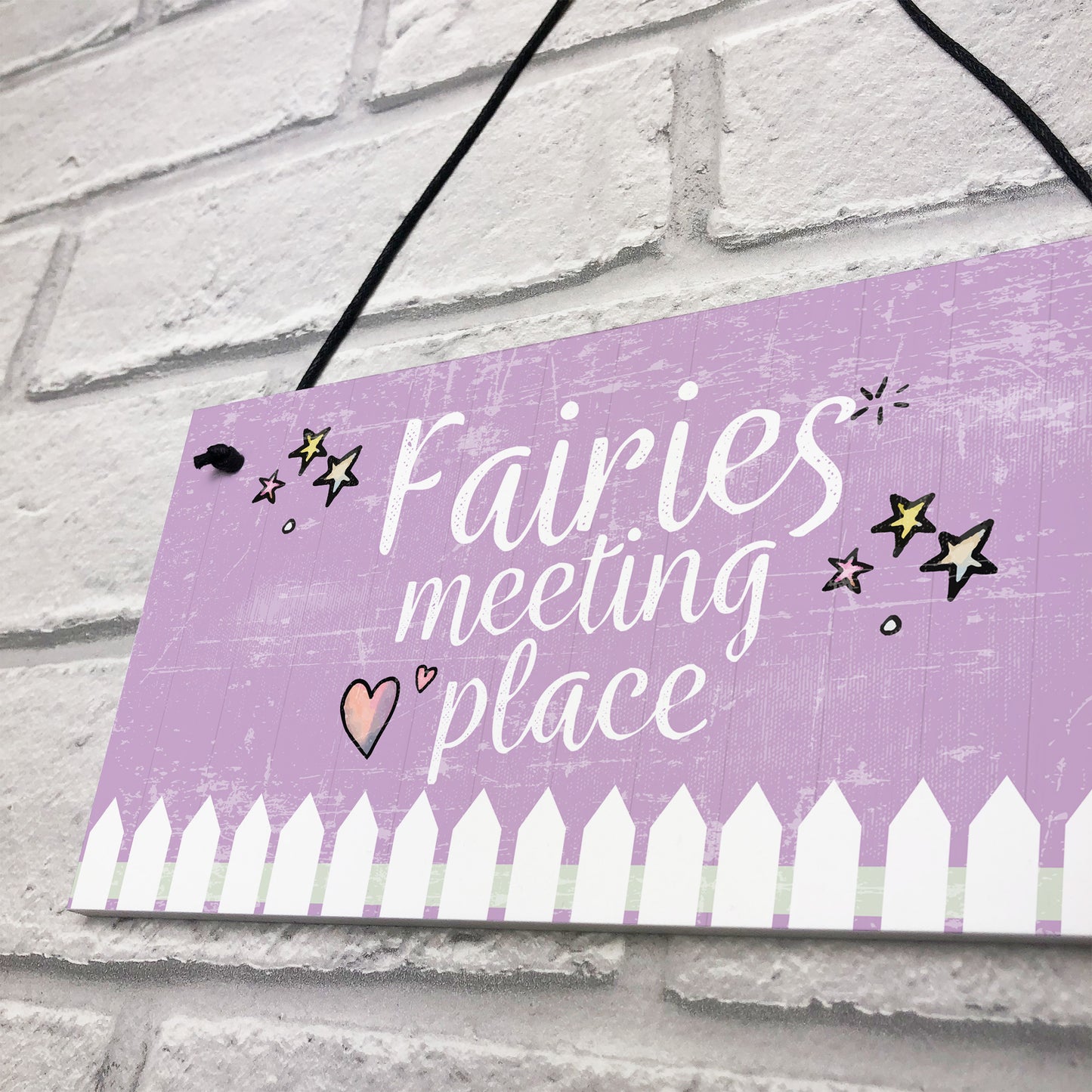 Garden Sign Fairies Meeting Place Hanging Shed SummerHouse