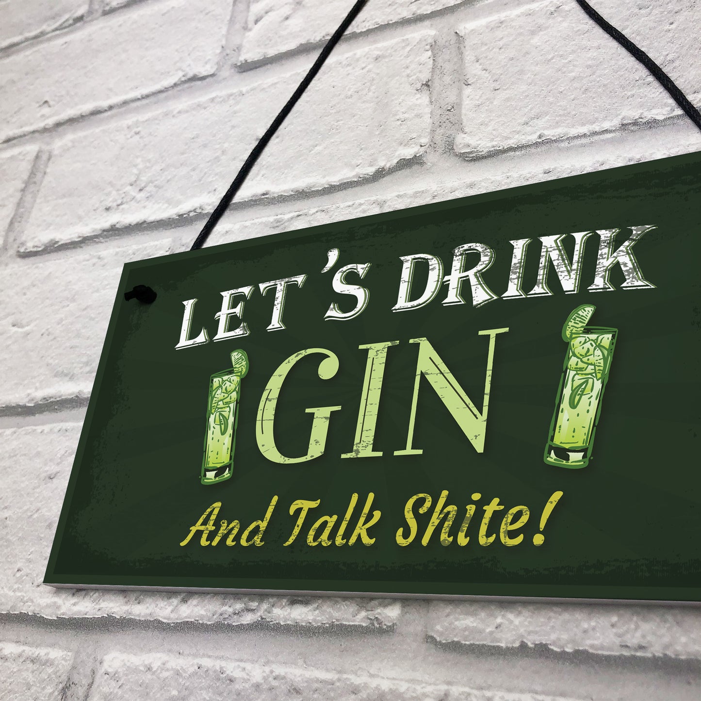 Lets Drink Gin Funny Alcohol Gift Man Cave Home Bar Pub Plaque