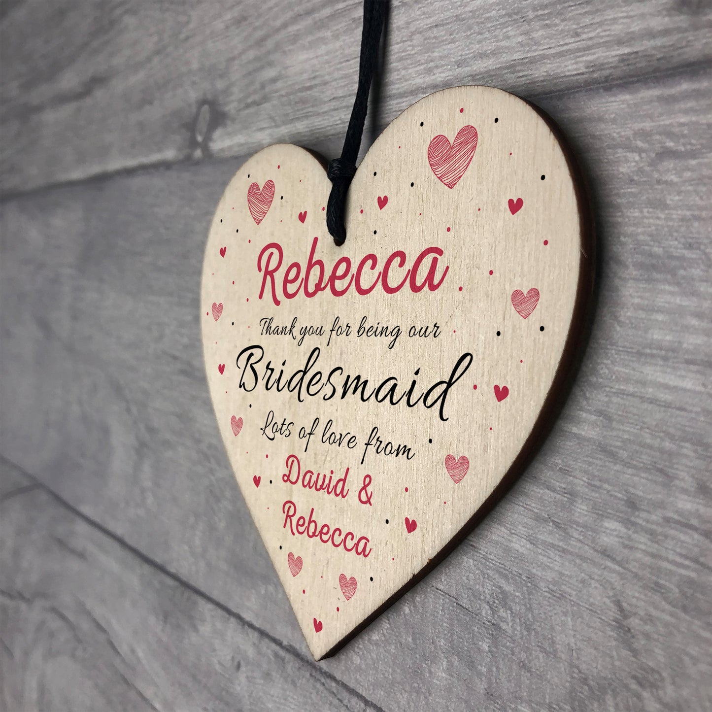 Personalised Thank You Gifts For Bridesmaid Plaques Wood Heart