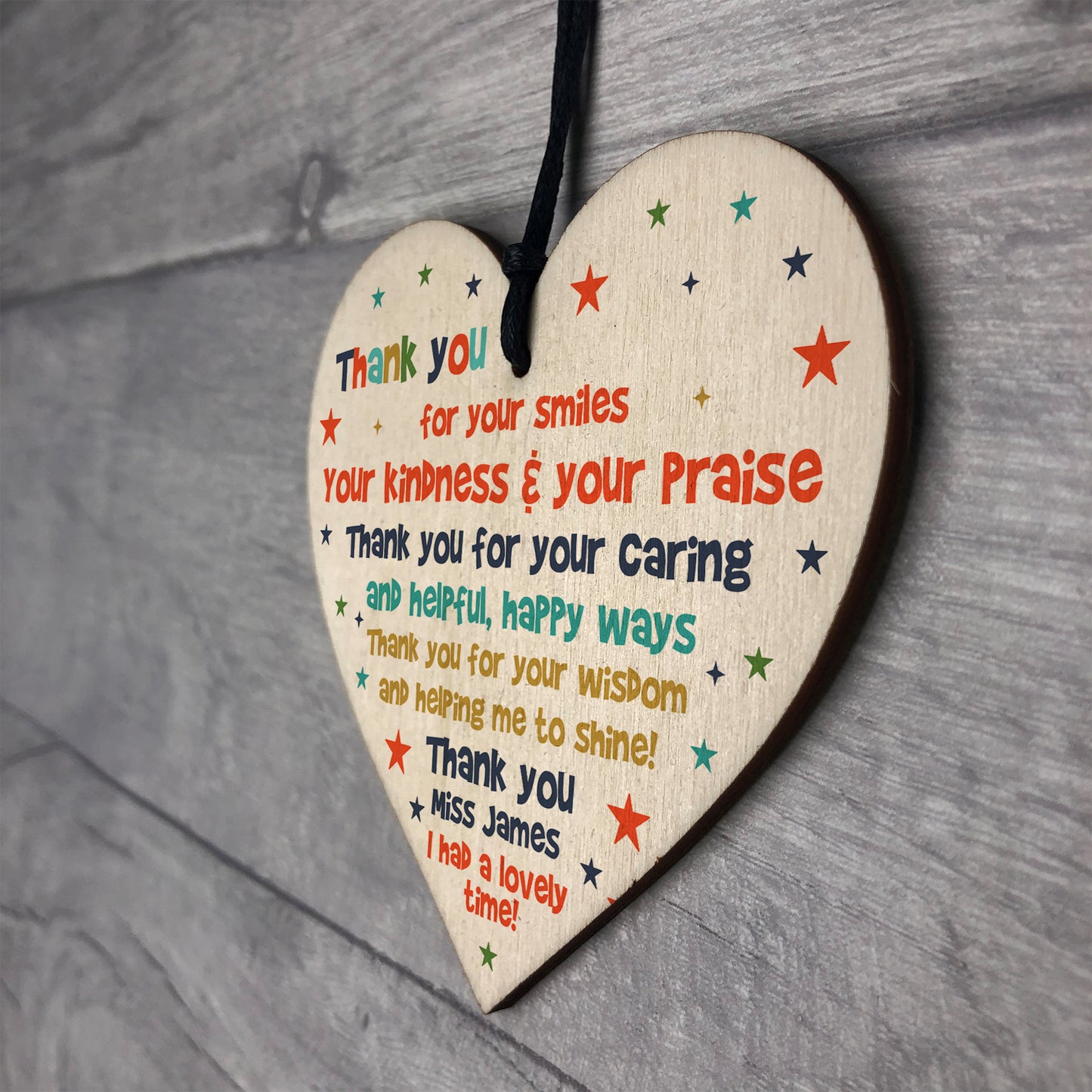 Thank You Teacher Assistant Poem Wooden Heart Personalised