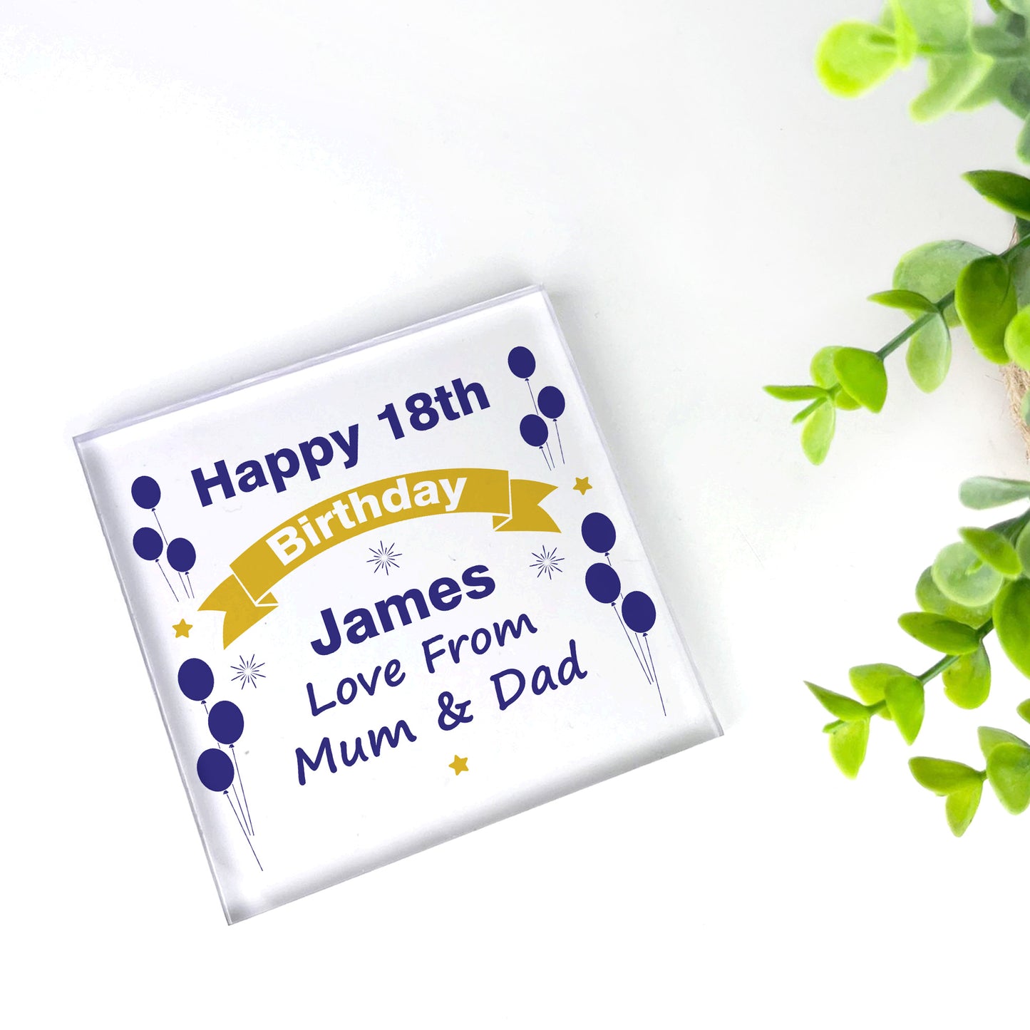 Personalised Birthday Gift For Him Men Acrylic Block 16th 18th