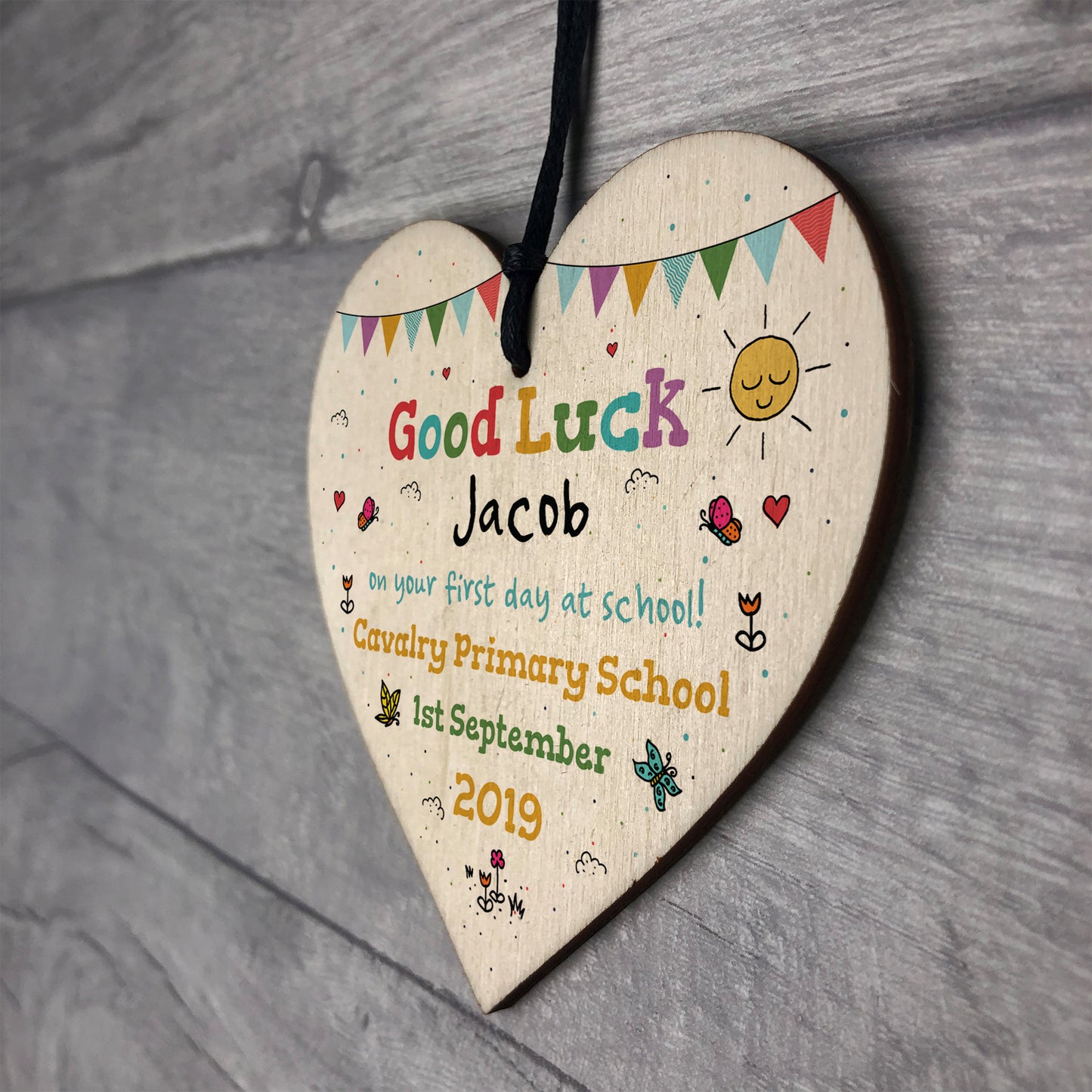 Personalised First Day Of School Wood Heart Back To School