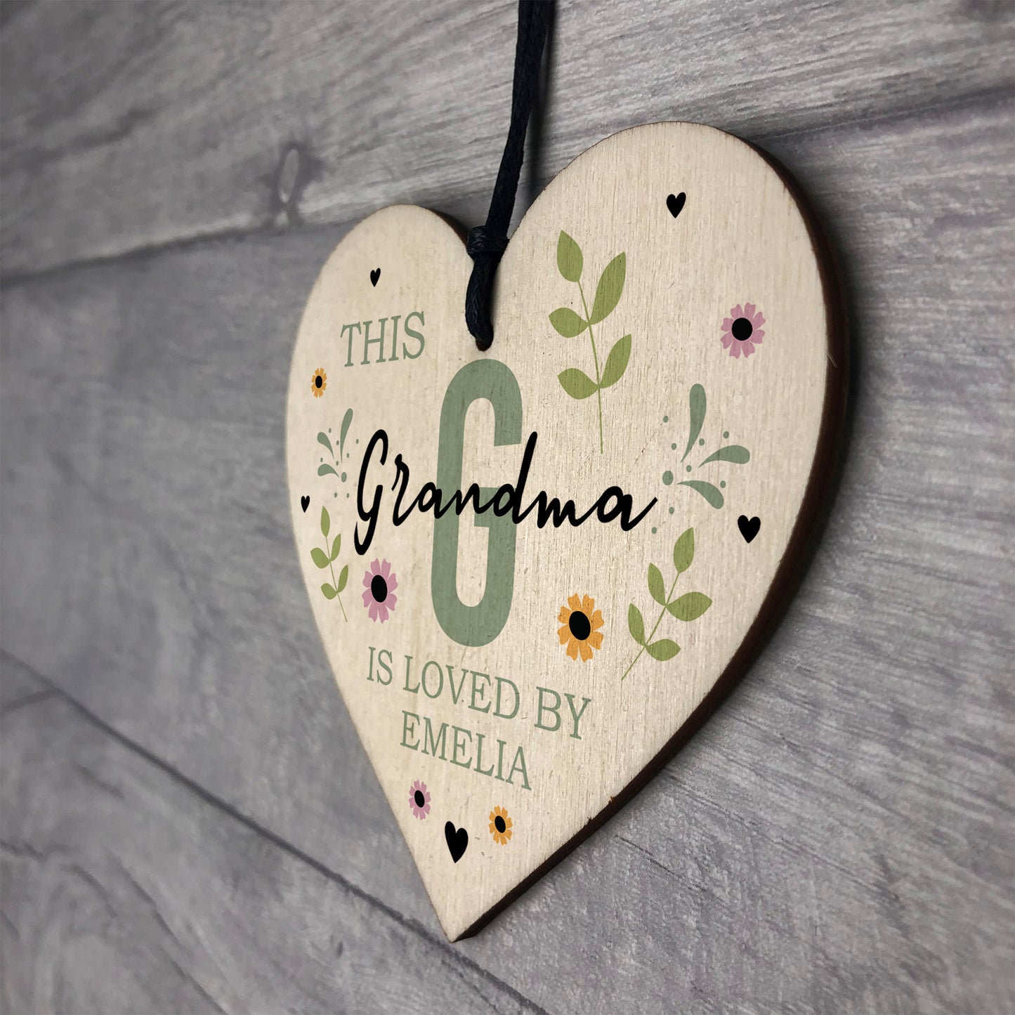Personalised Mothers Day Birthday Gift For Grandma Wood Heart