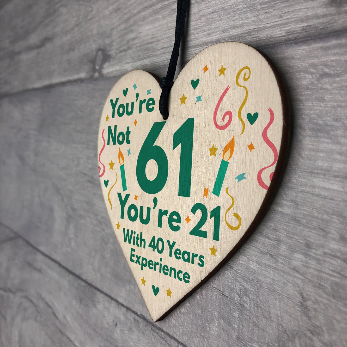 Funny Birthday Gifts Novelty 61st Birthday Gift Wood Heart Card