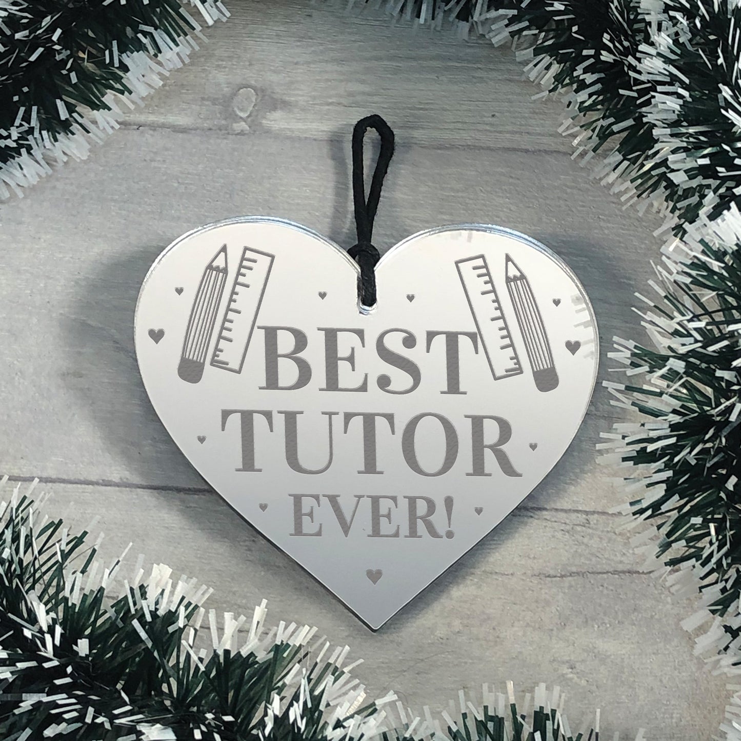 BEST TUTOR EVER Gift Engraved Heart Thank You Gift For Teacher