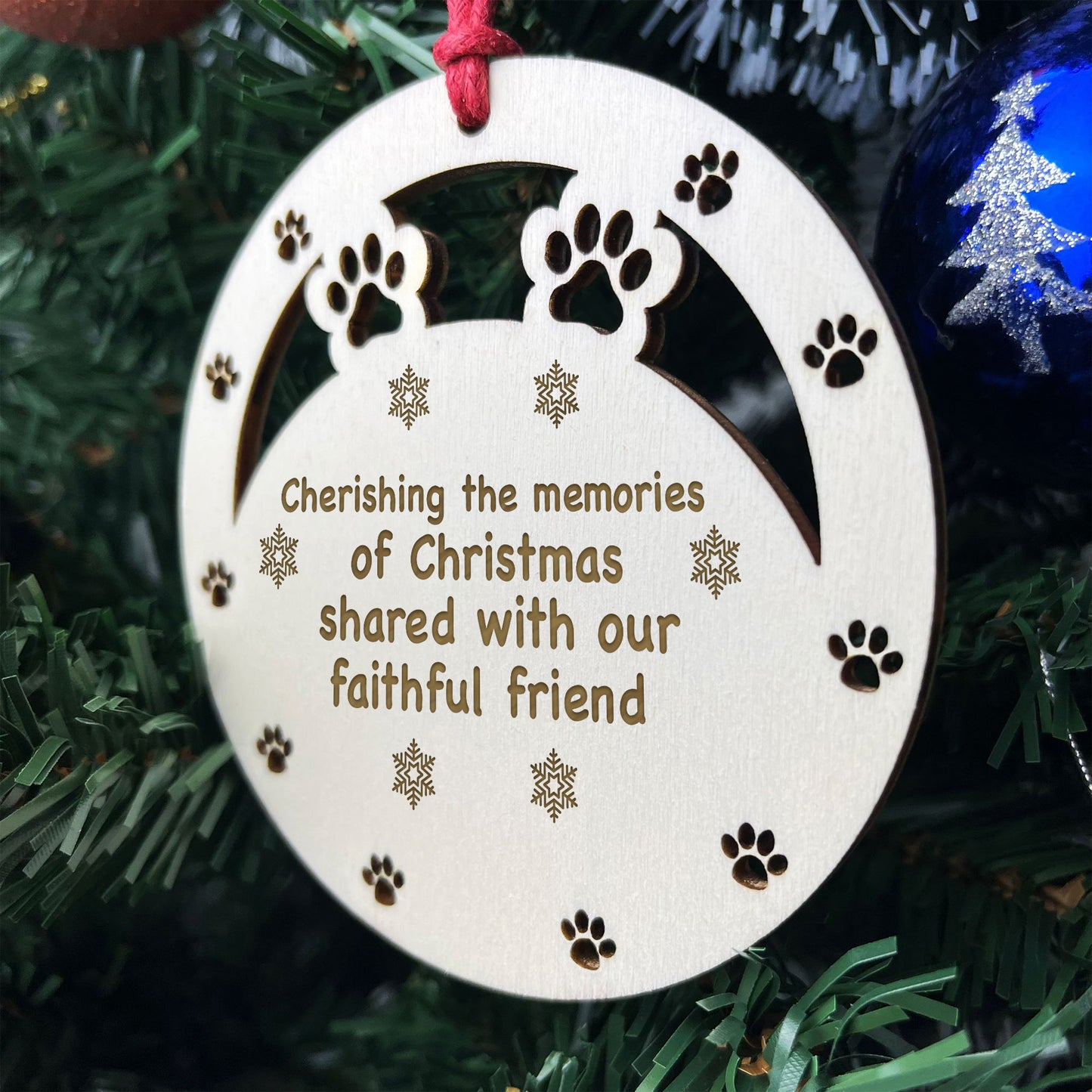Wooden Christmas Decoration Engraved Pet Memorial Decoration