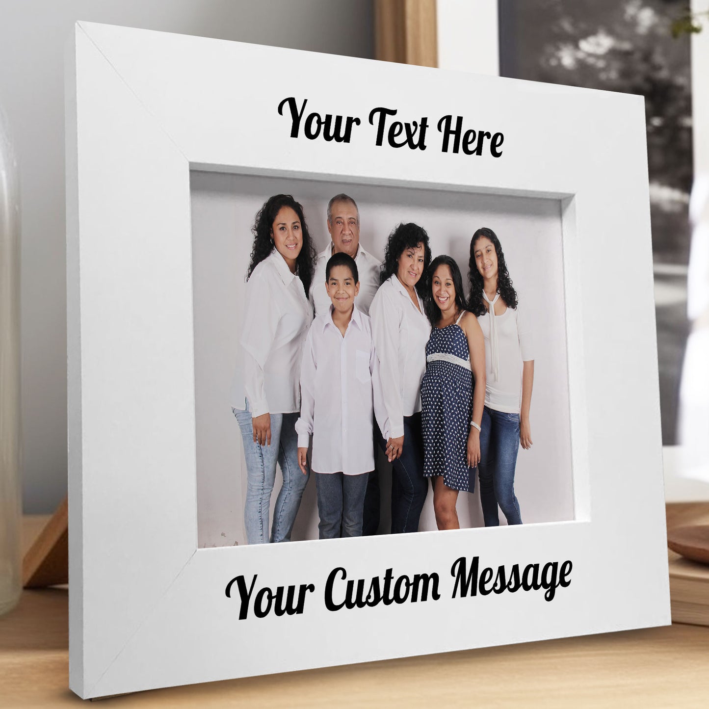 Personalised White Wooden Photo Frame Custom Engraved Any Text