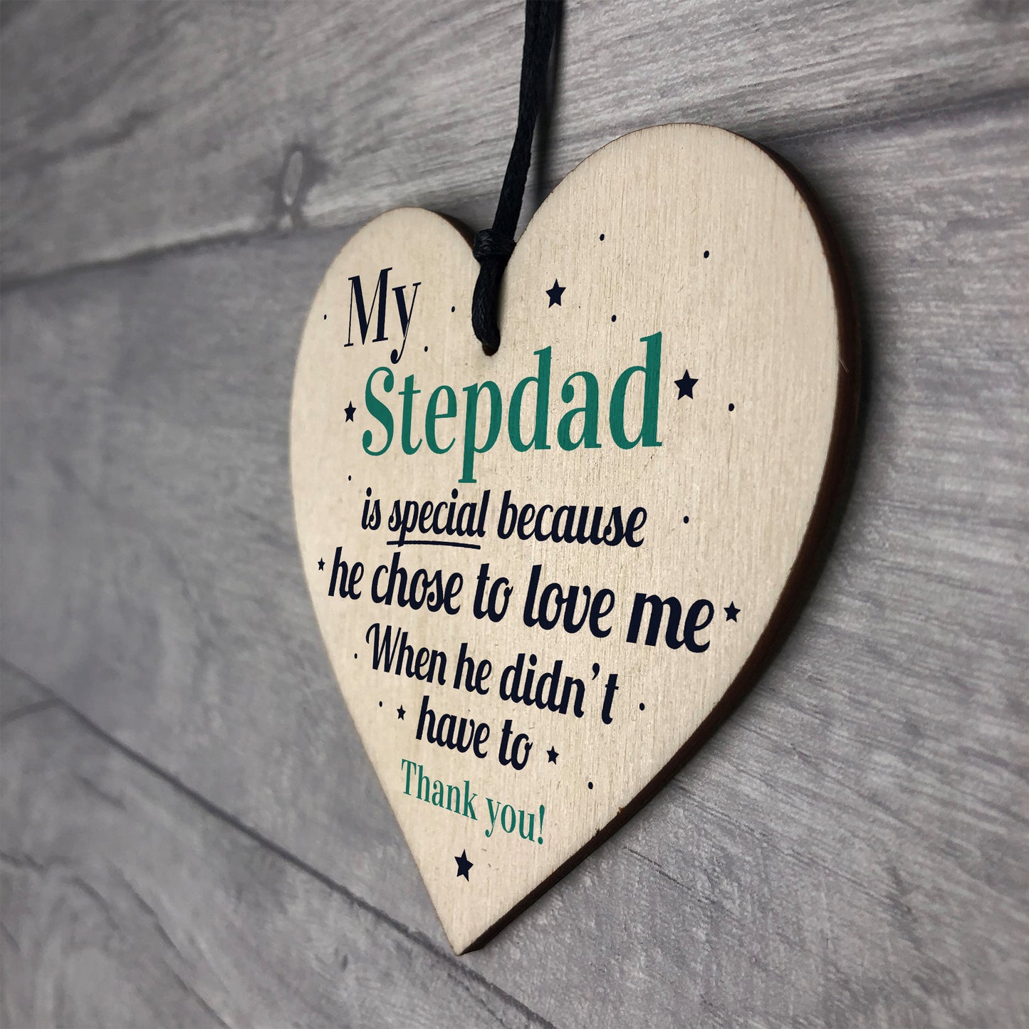 Stepdad Dad Wood Heart FATHERS DAY Gifts For Him Daughter Son