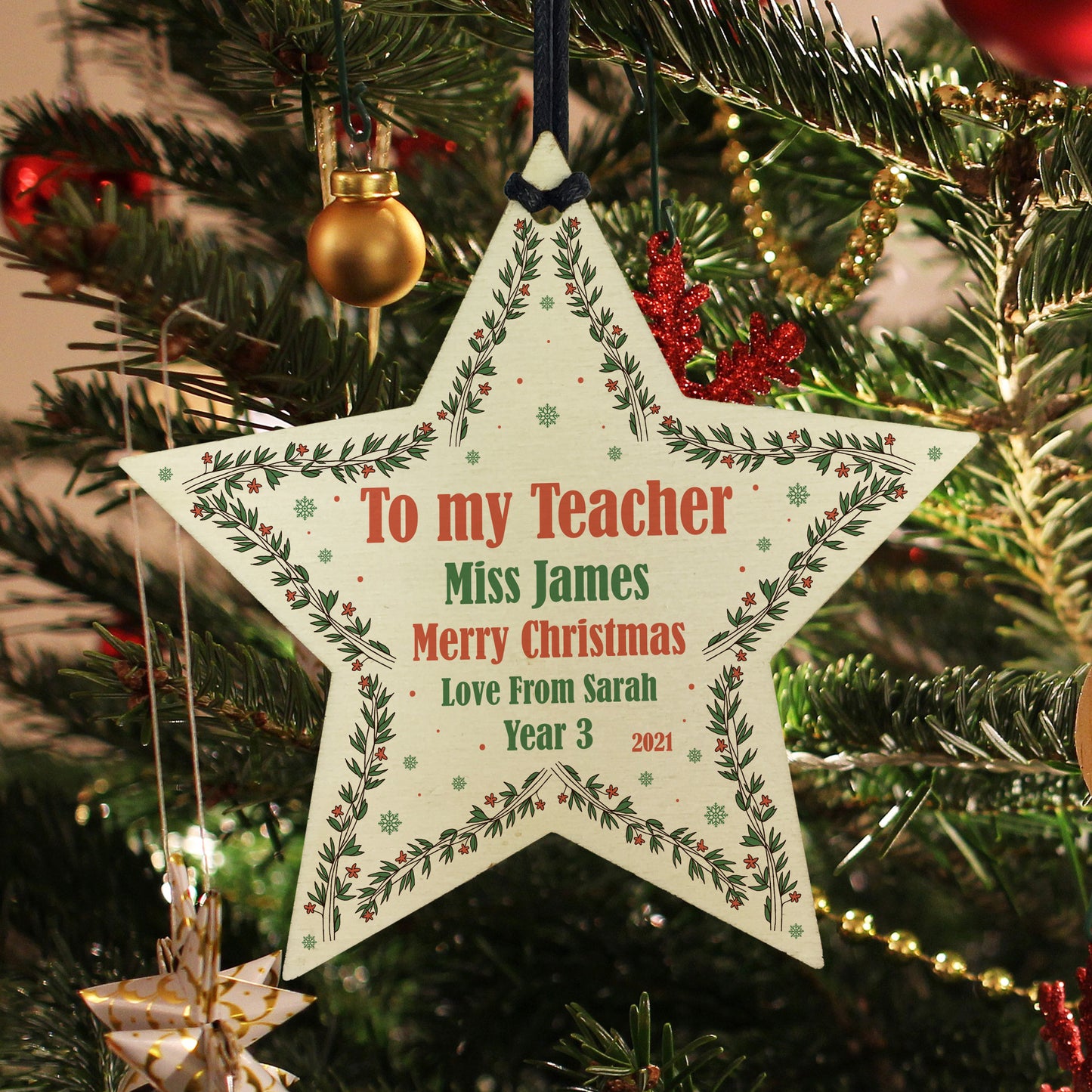 PERSONALISED Gift For Teacher Christmas Hanging Bauble